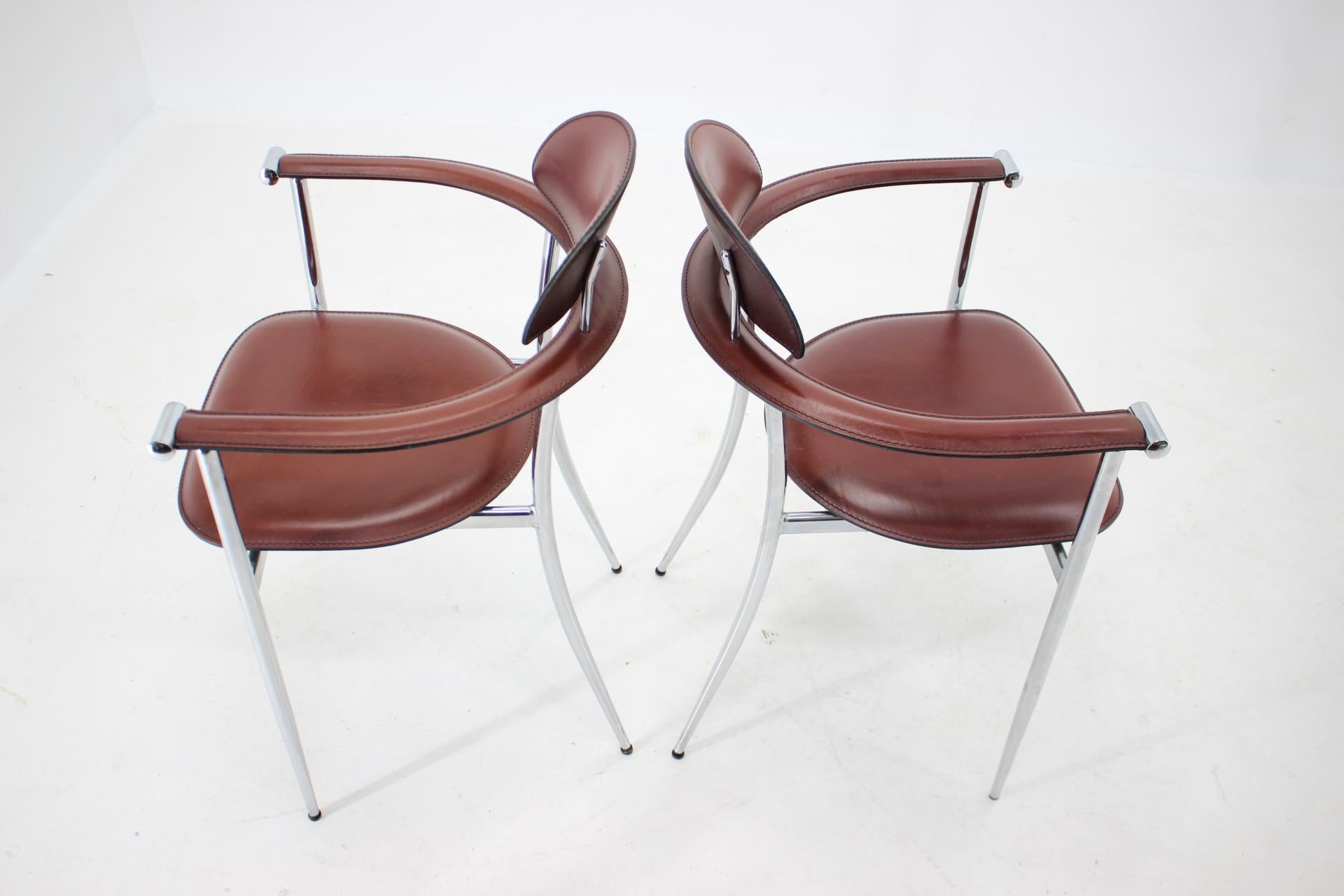 Set of Six Leather Dining Chairs by Arrben, Italy, 1980s 4