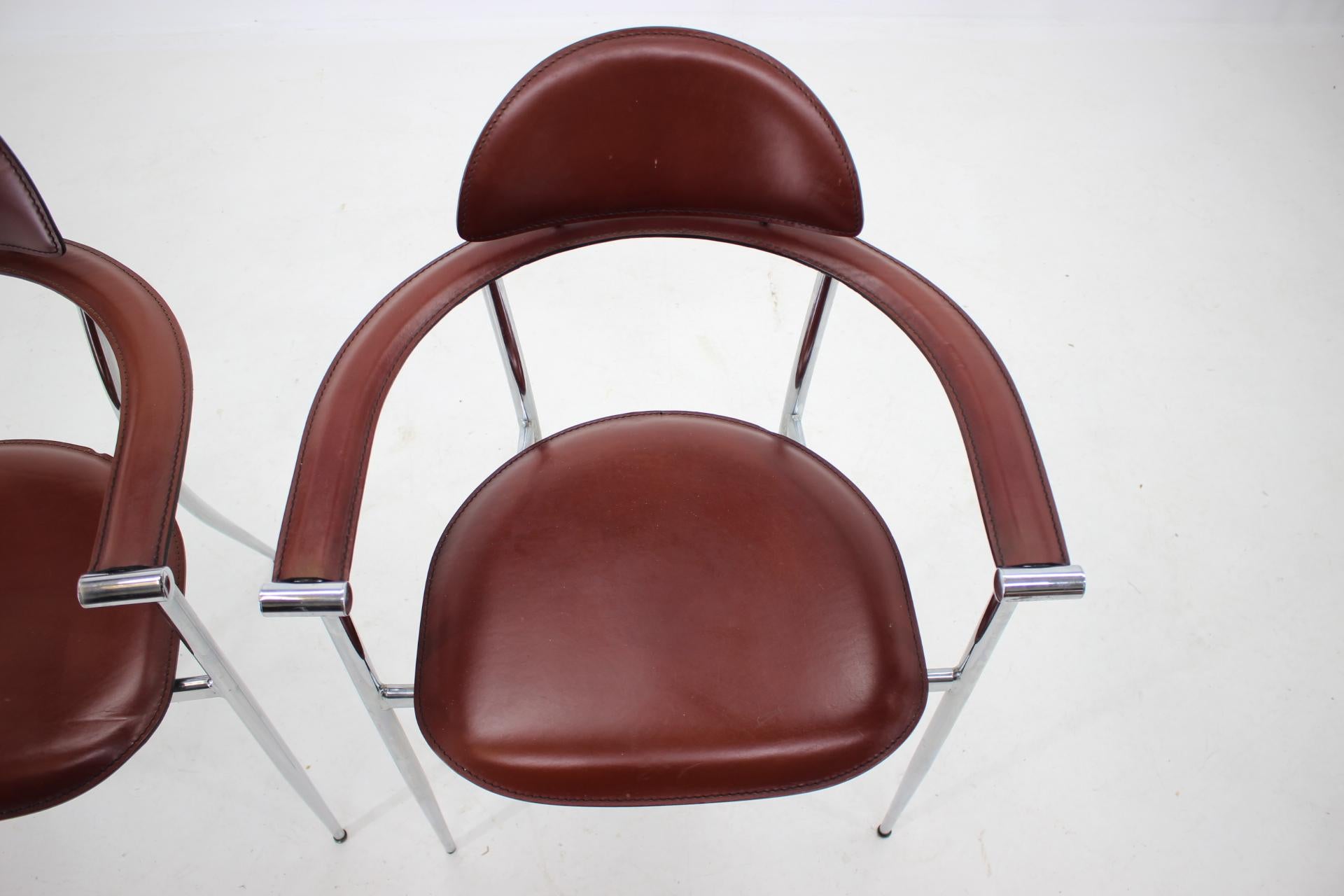 Set of Six Leather Dining Chairs by Arrben, Italy, 1980s 5
