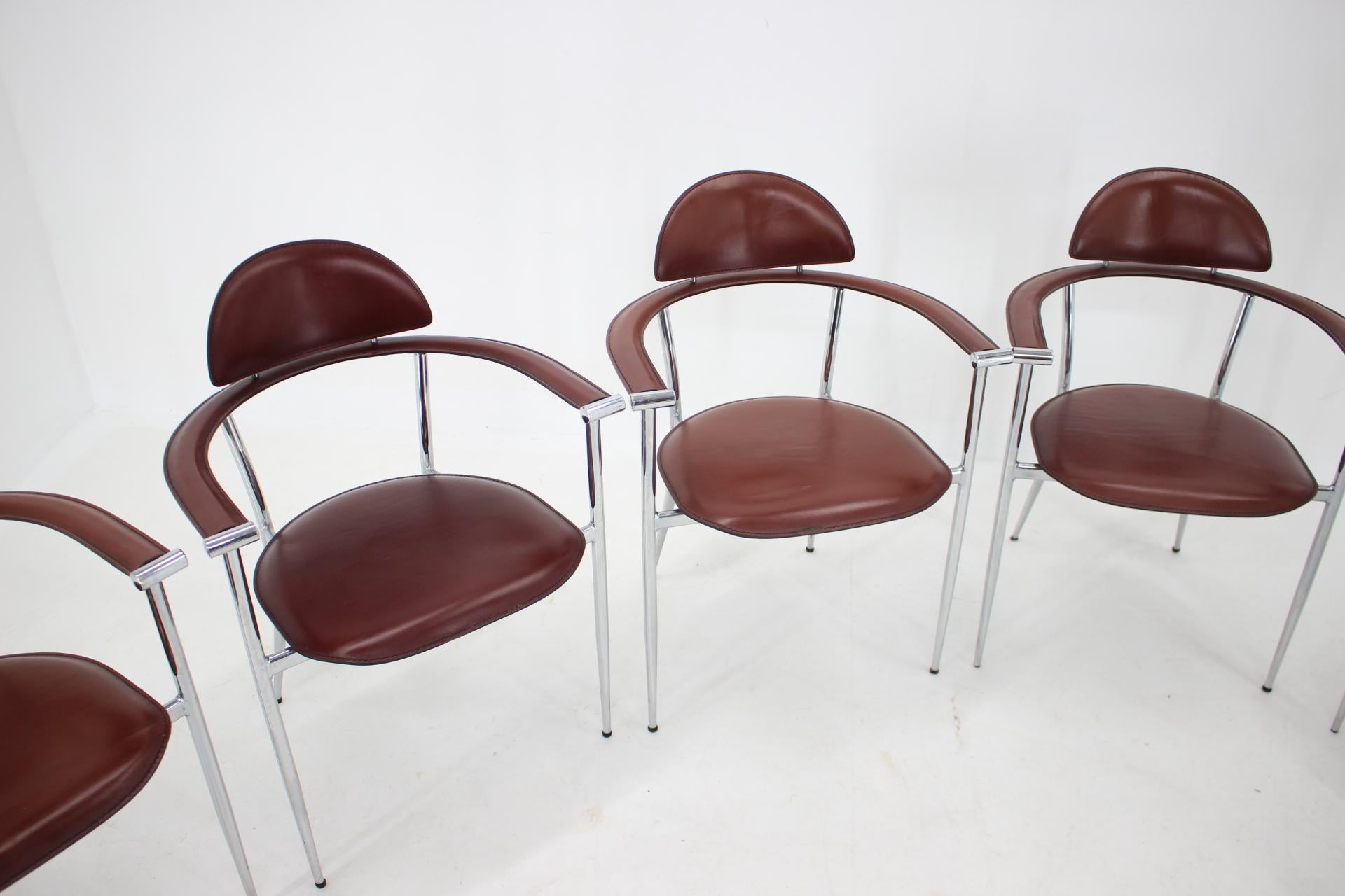 Set of Six Leather Dining Chairs by Arrben, Italy, 1980s 1