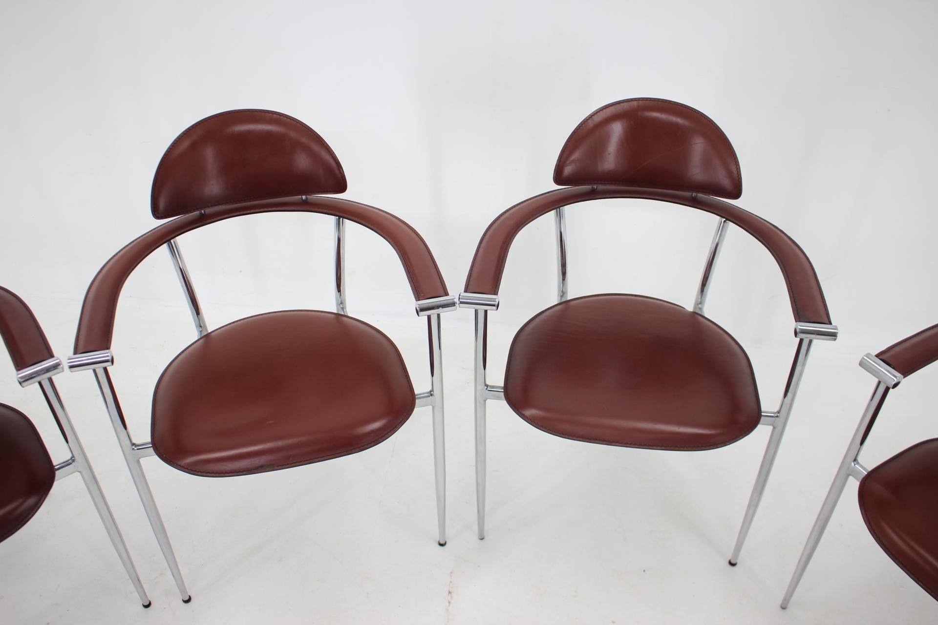 Set of Six Leather Dining Chairs by Arrben, Italy, 1980s 2