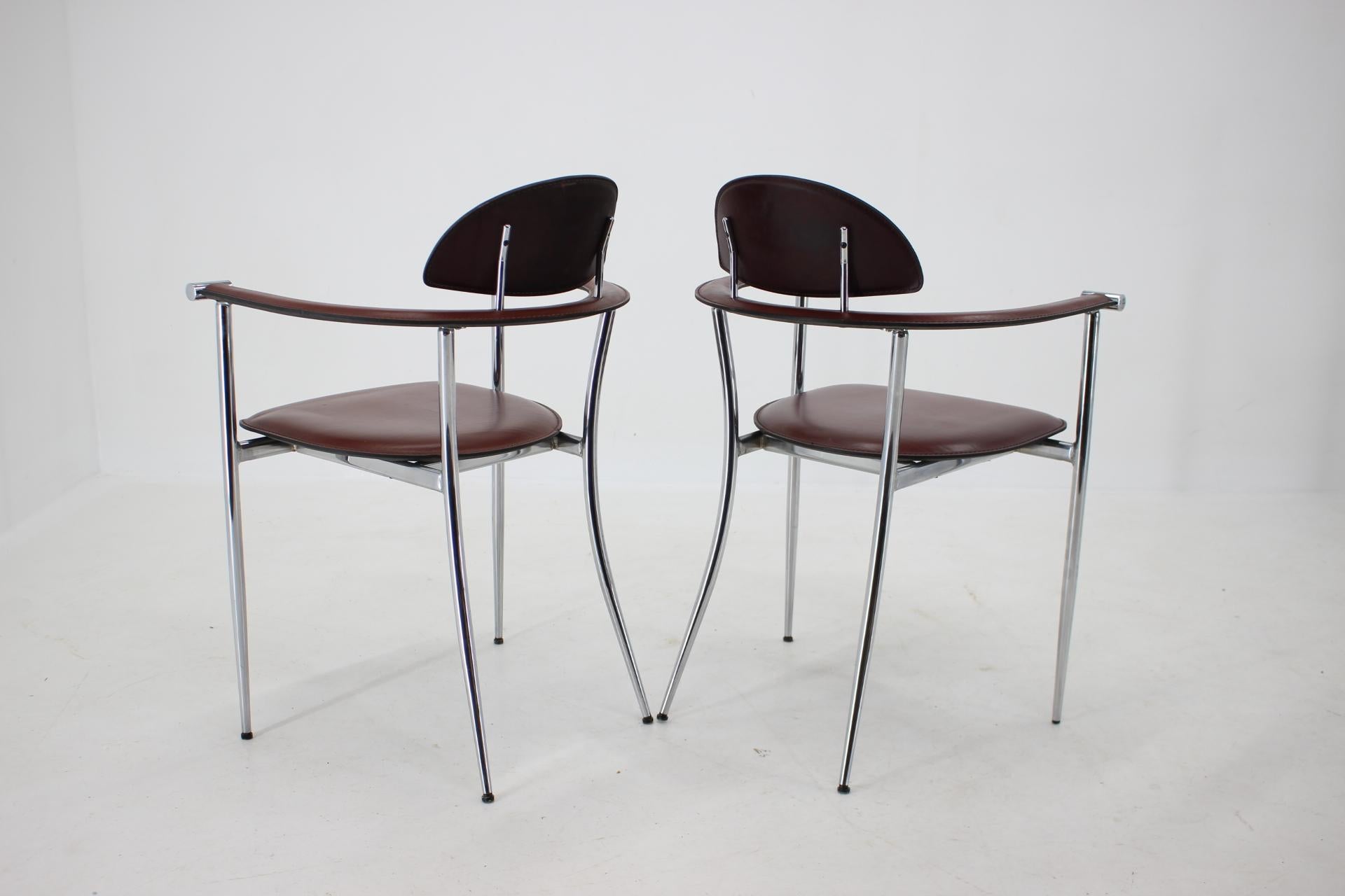 Set of Six Leather Dining Chairs by Arrben, Italy, 1980s 3