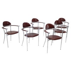 Set of Six Leather Dining Chairs by Arrben, Italy, 1980s
