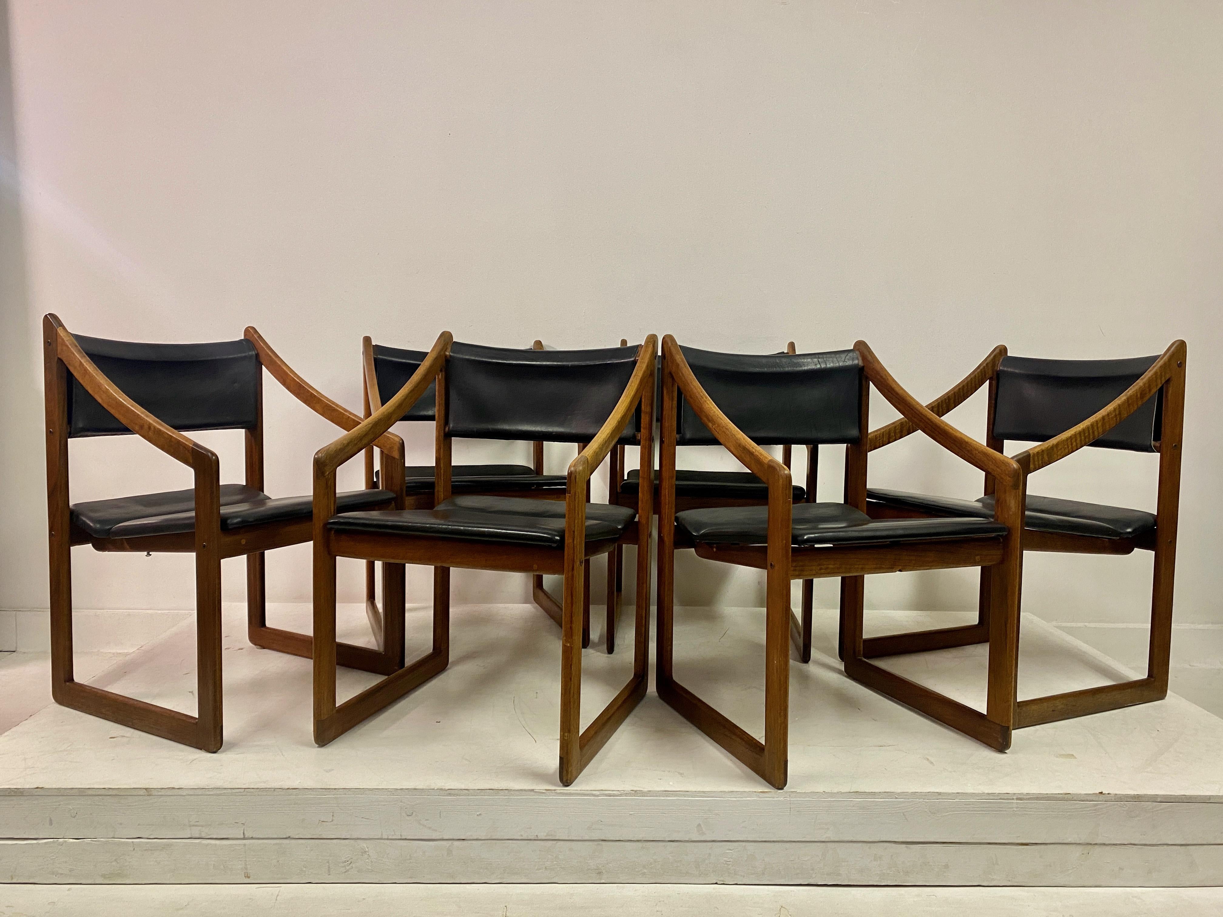 Set of Six Leather Dining Chairs by Gerald McCabe For Sale 2