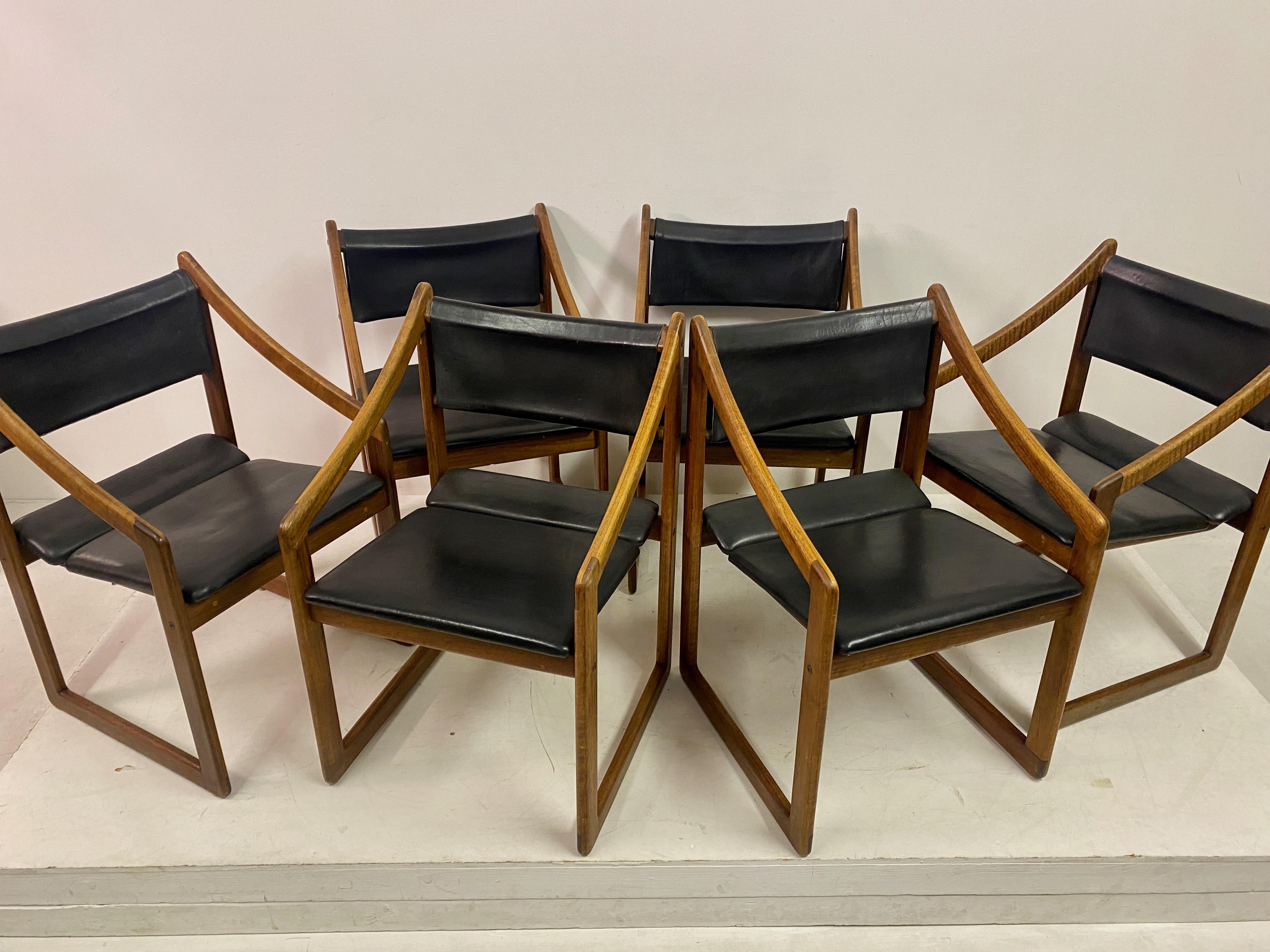Set of Six Leather Dining Chairs by Gerald McCabe For Sale 7