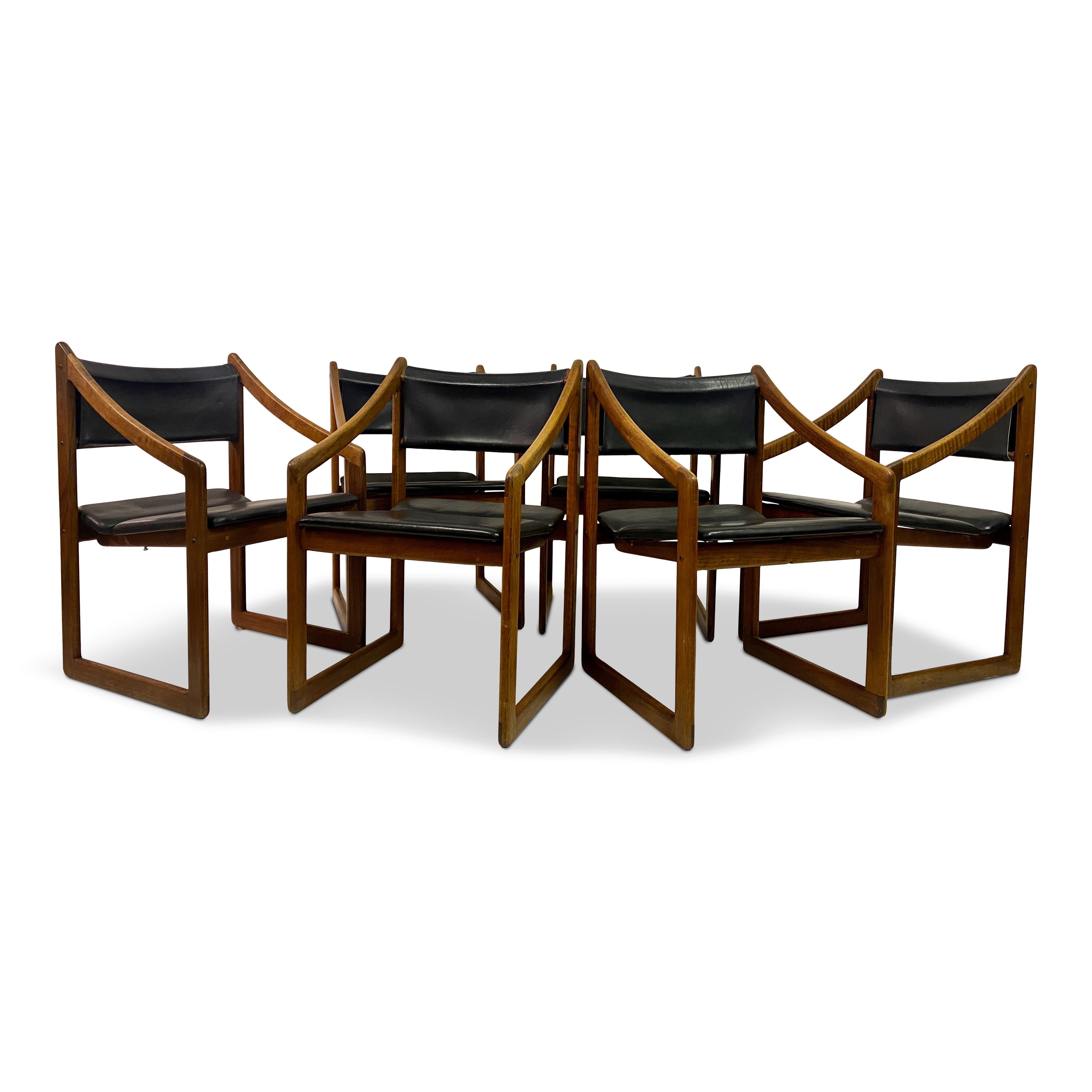 Set of Six Leather Dining Chairs by Gerald McCabe For Sale 12
