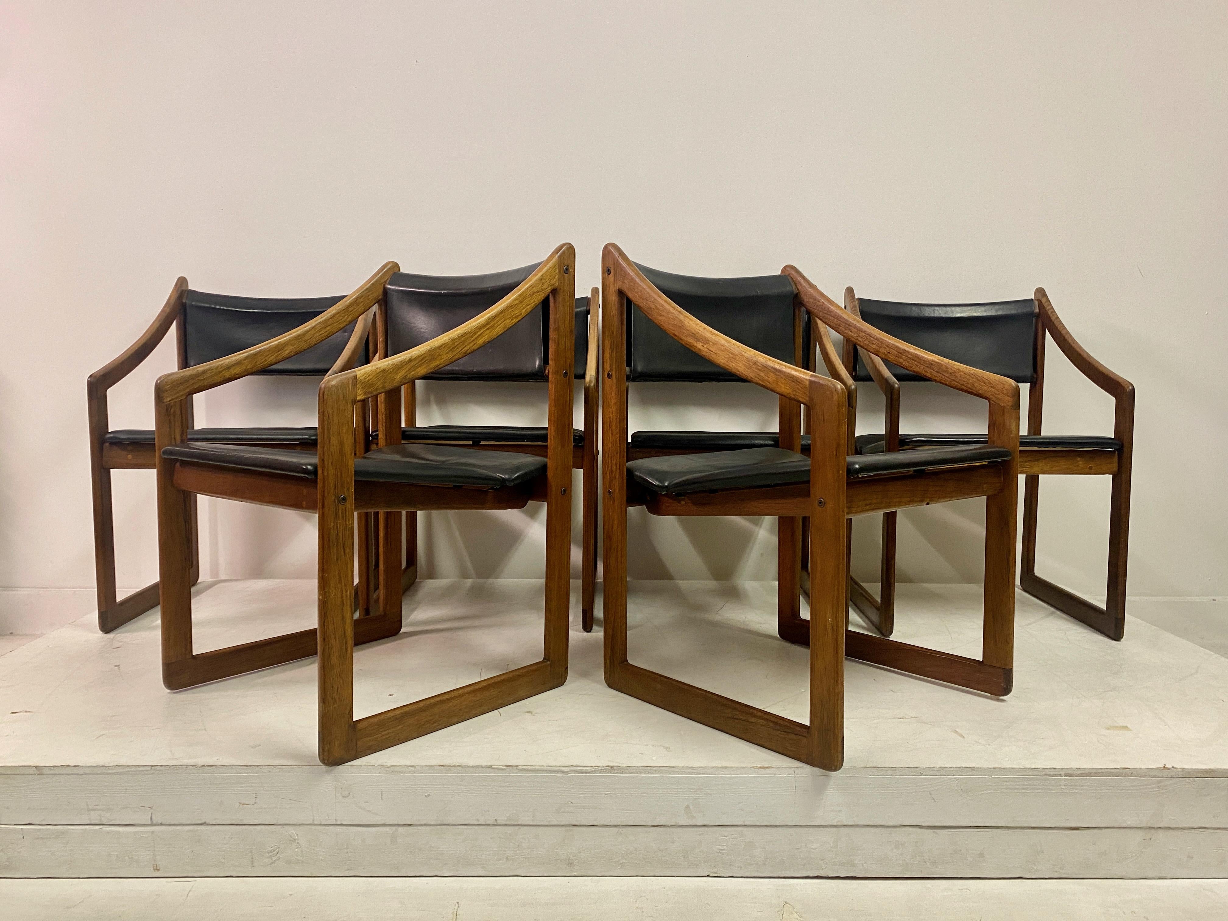 American Set of Six Leather Dining Chairs by Gerald McCabe For Sale