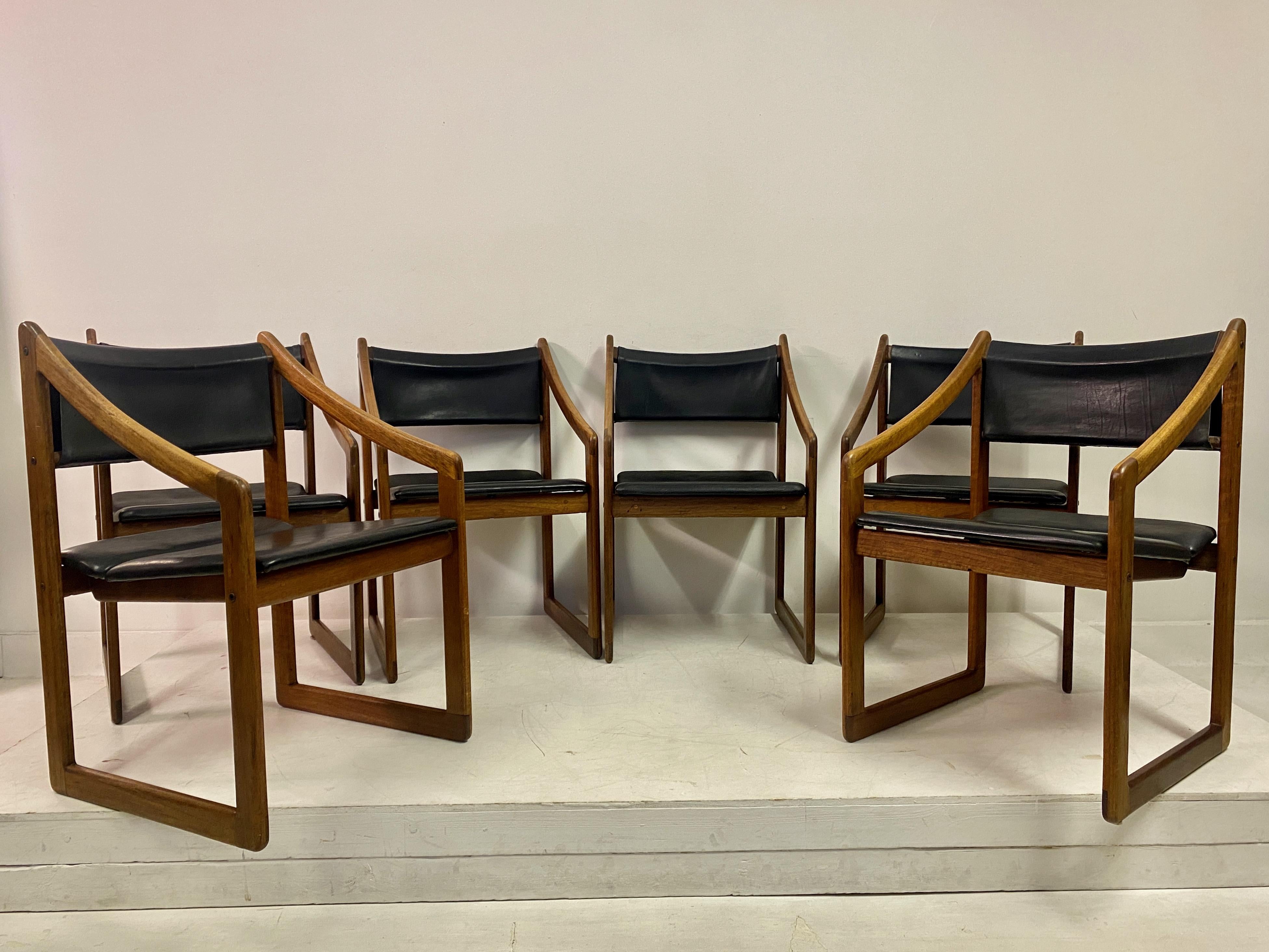 20th Century Set of Six Leather Dining Chairs by Gerald McCabe For Sale