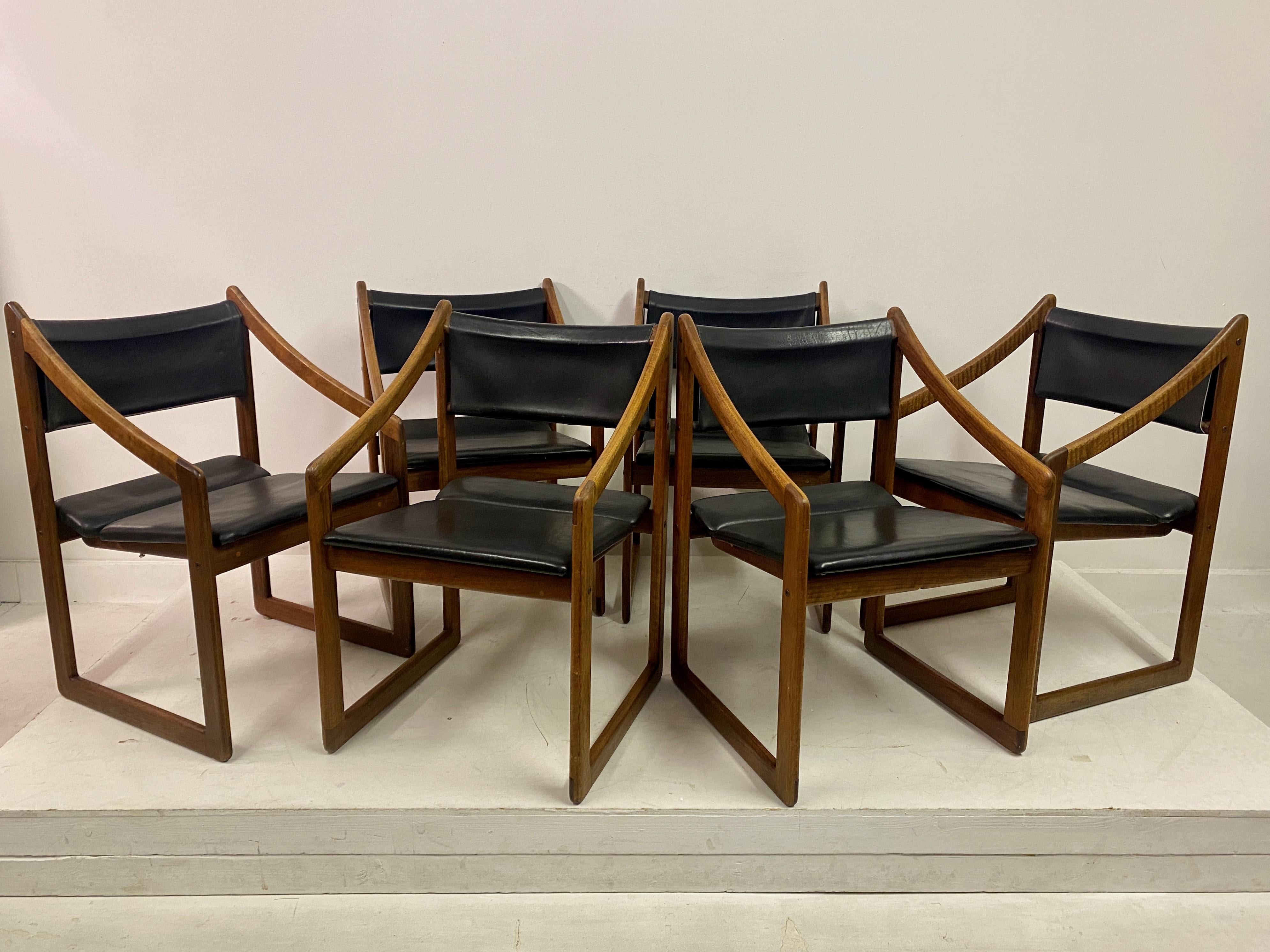 Set of Six Leather Dining Chairs by Gerald McCabe For Sale 1