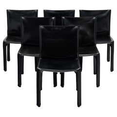 Set of Six Leather Dining Chairs by Mario Bellini