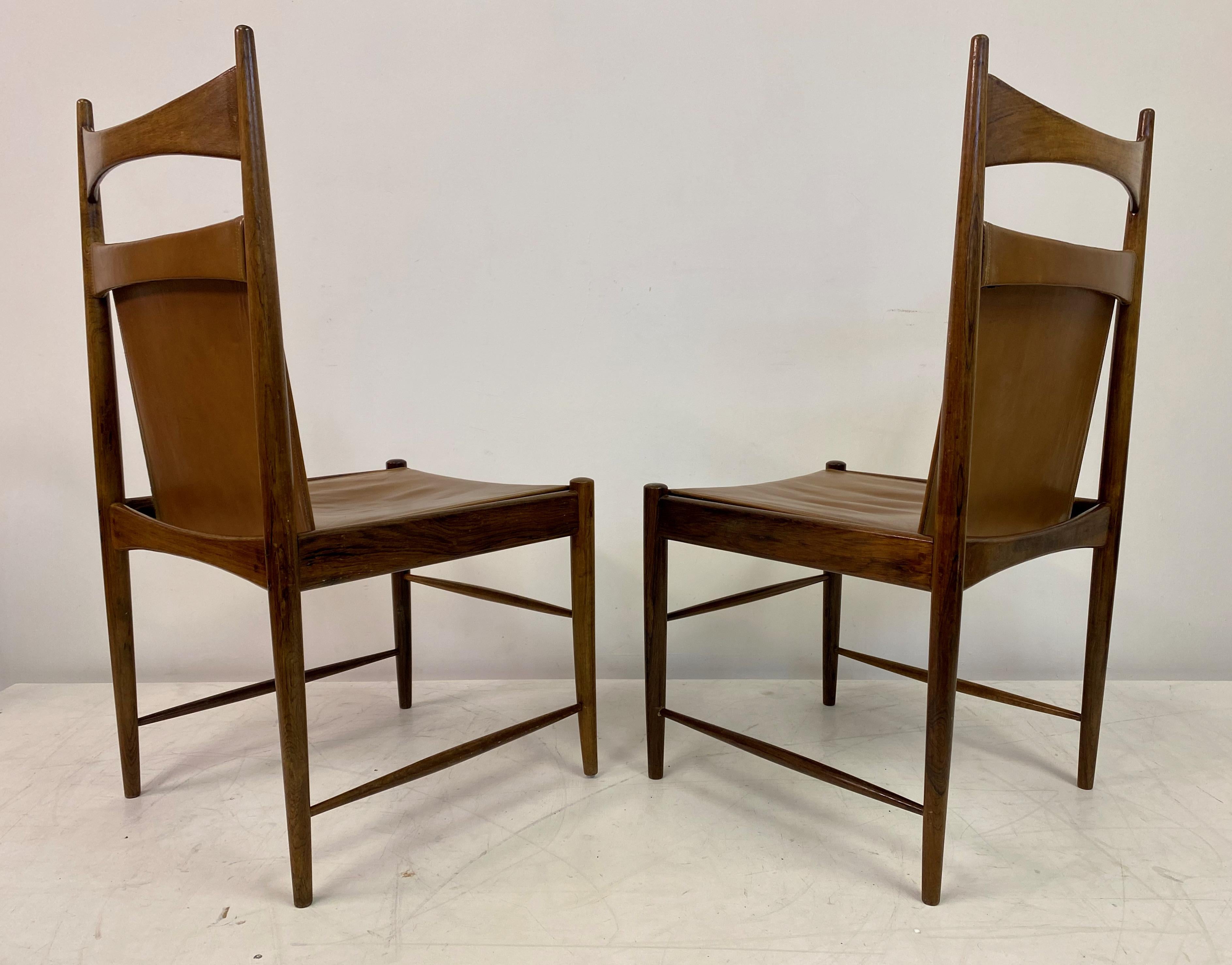 Set of Six Leather Dining Chairs by Sergio Rodrigues For Sale 2