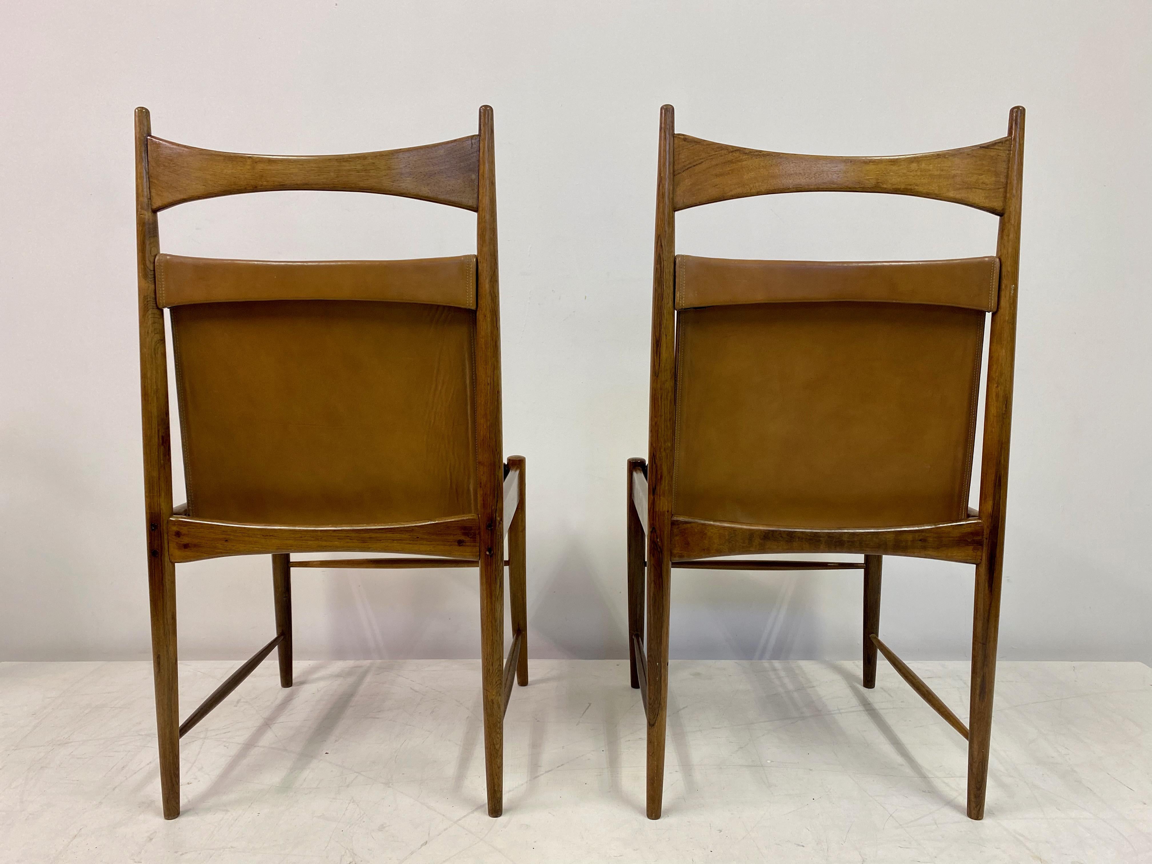 Set of Six Leather Dining Chairs by Sergio Rodrigues For Sale 4