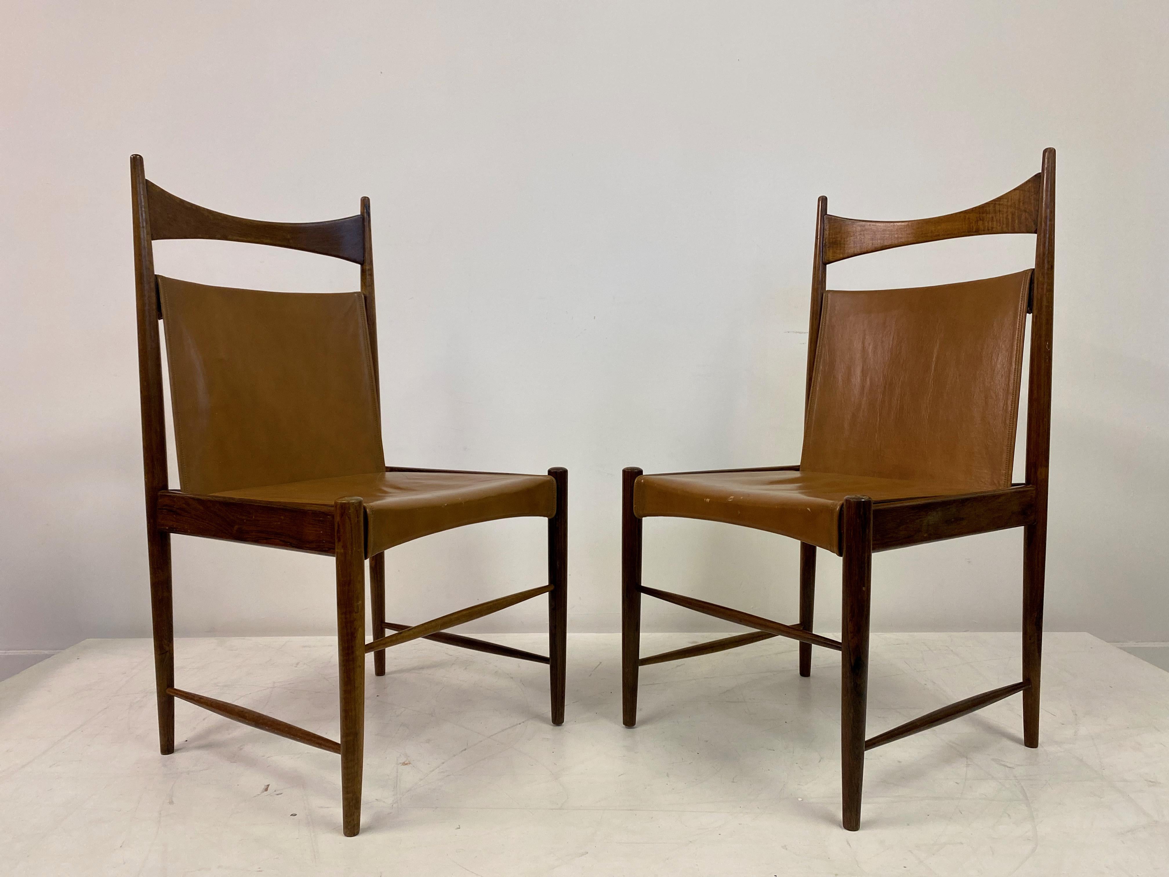 20th Century Set of Six Leather Dining Chairs by Sergio Rodrigues For Sale