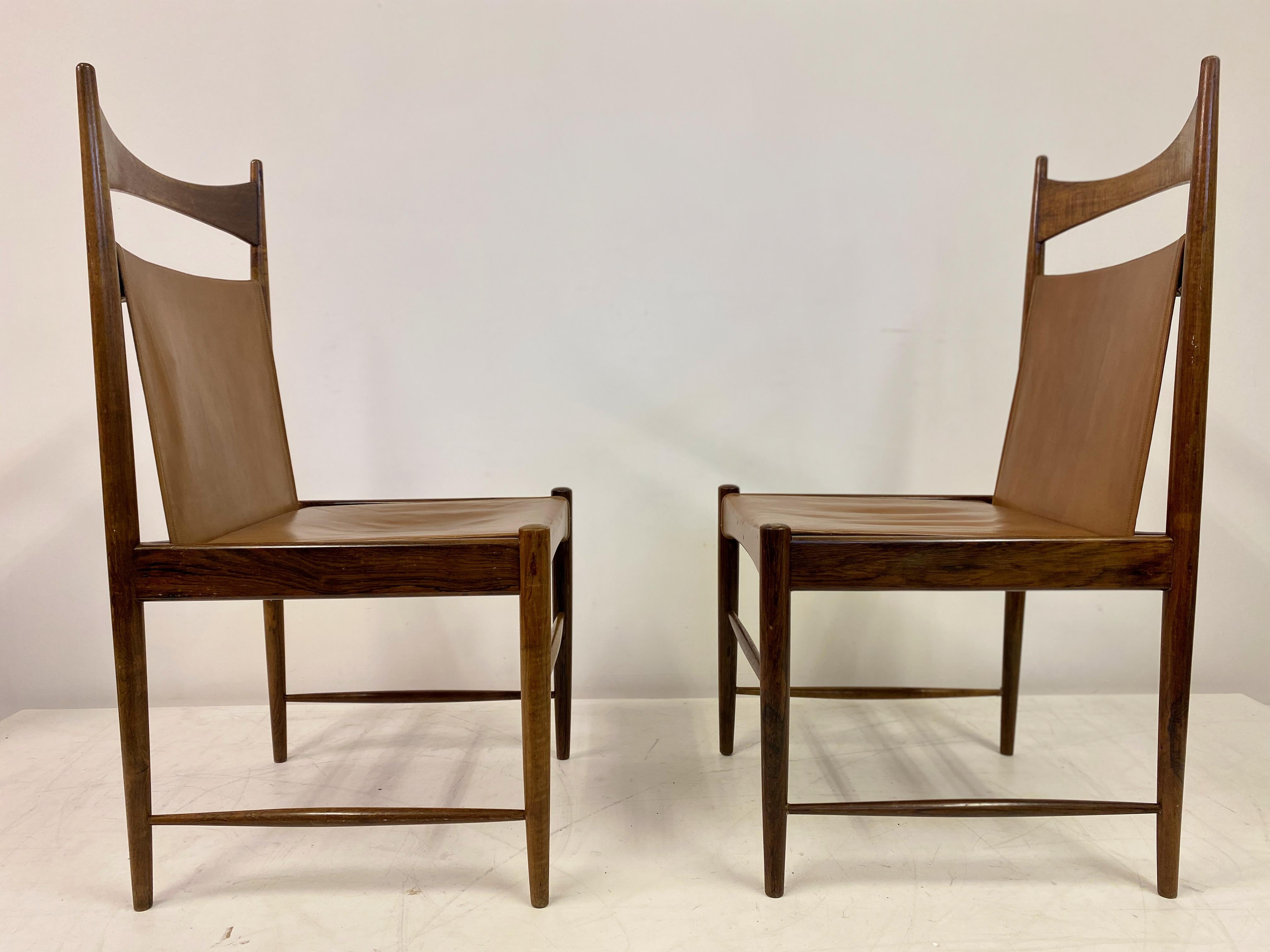 Set of Six Leather Dining Chairs by Sergio Rodrigues For Sale 1