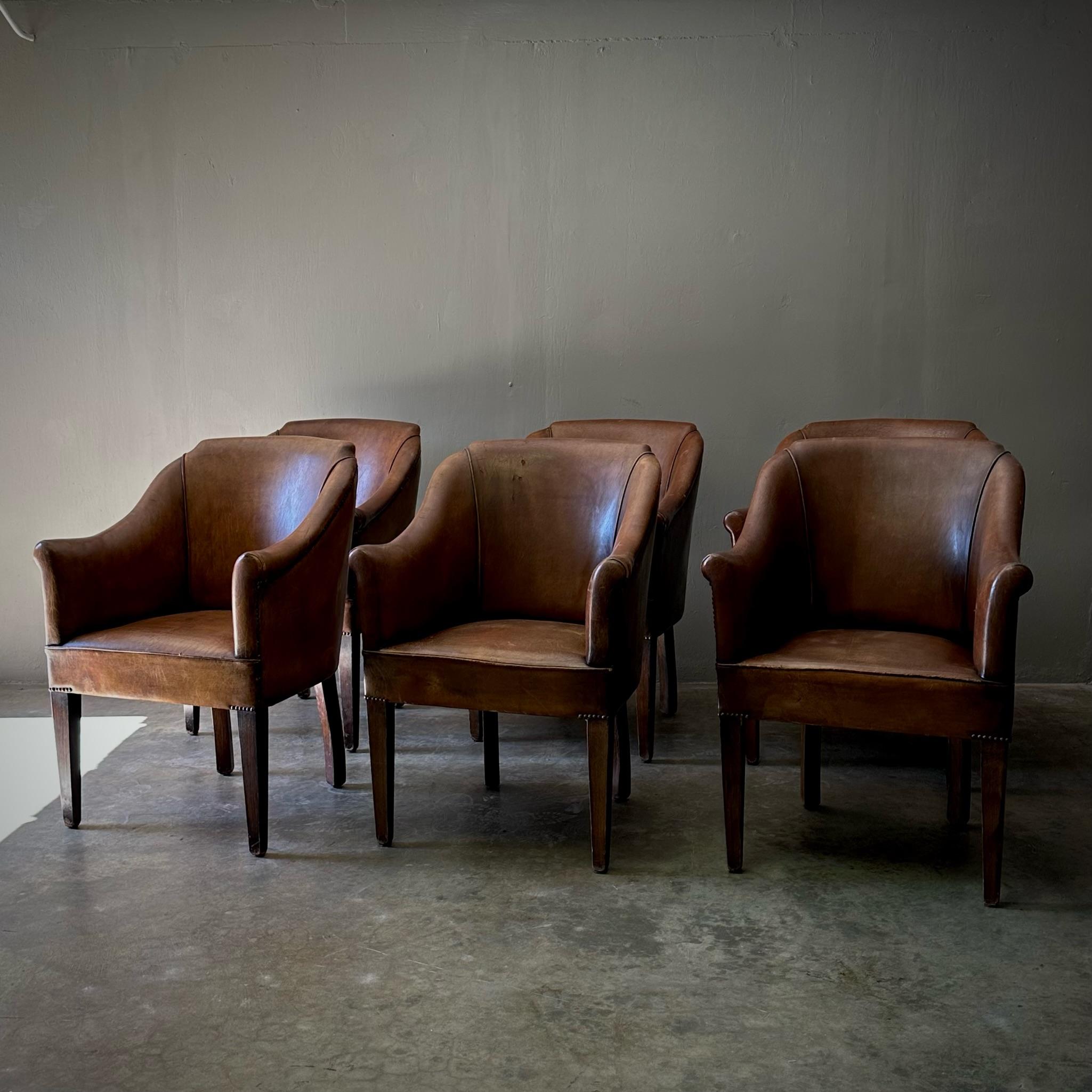 Late 20th Century Set of Six Leather Dining Chairs