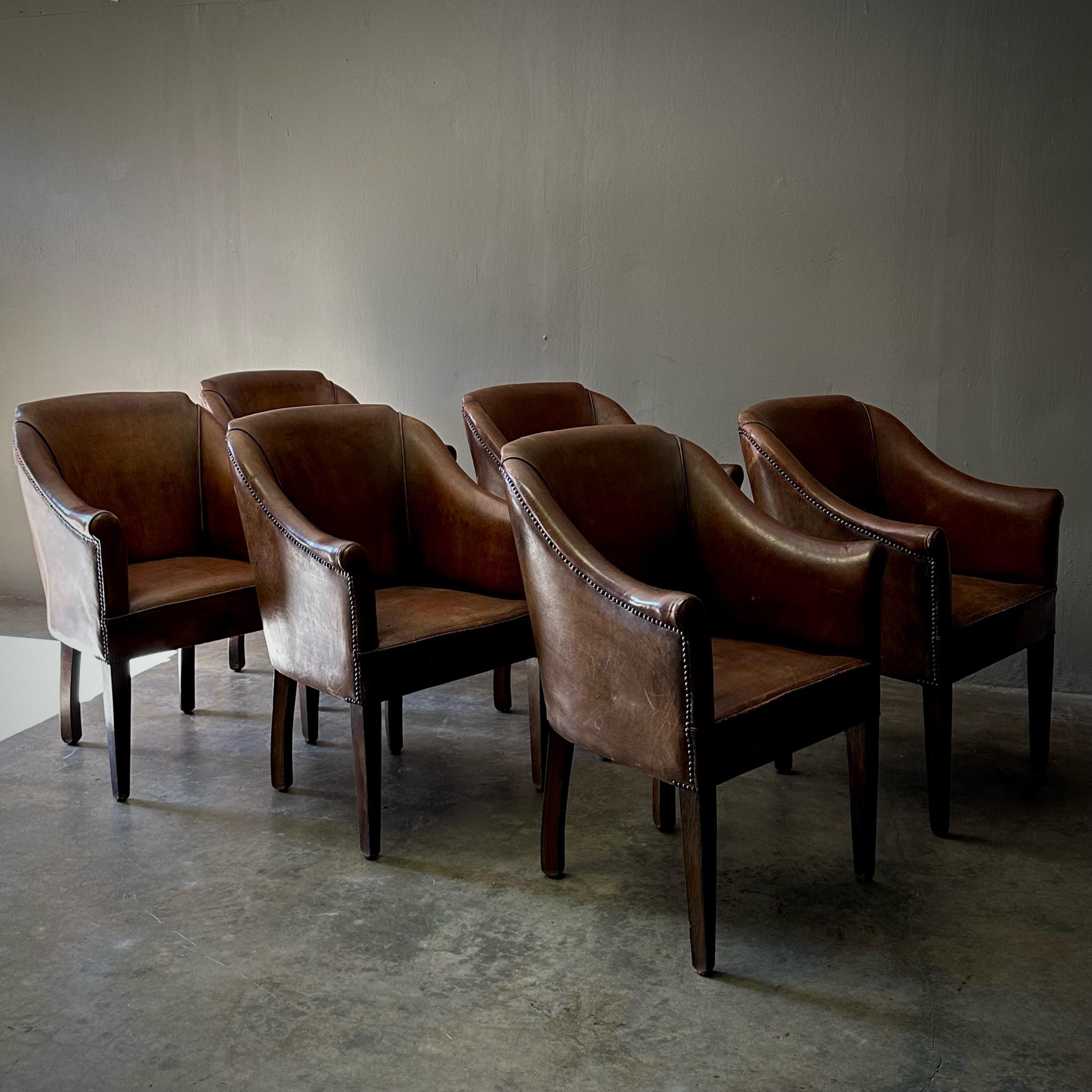Set of Six Leather Dining Chairs 3