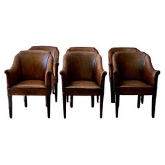 Set of Six Leather Dining Chairs