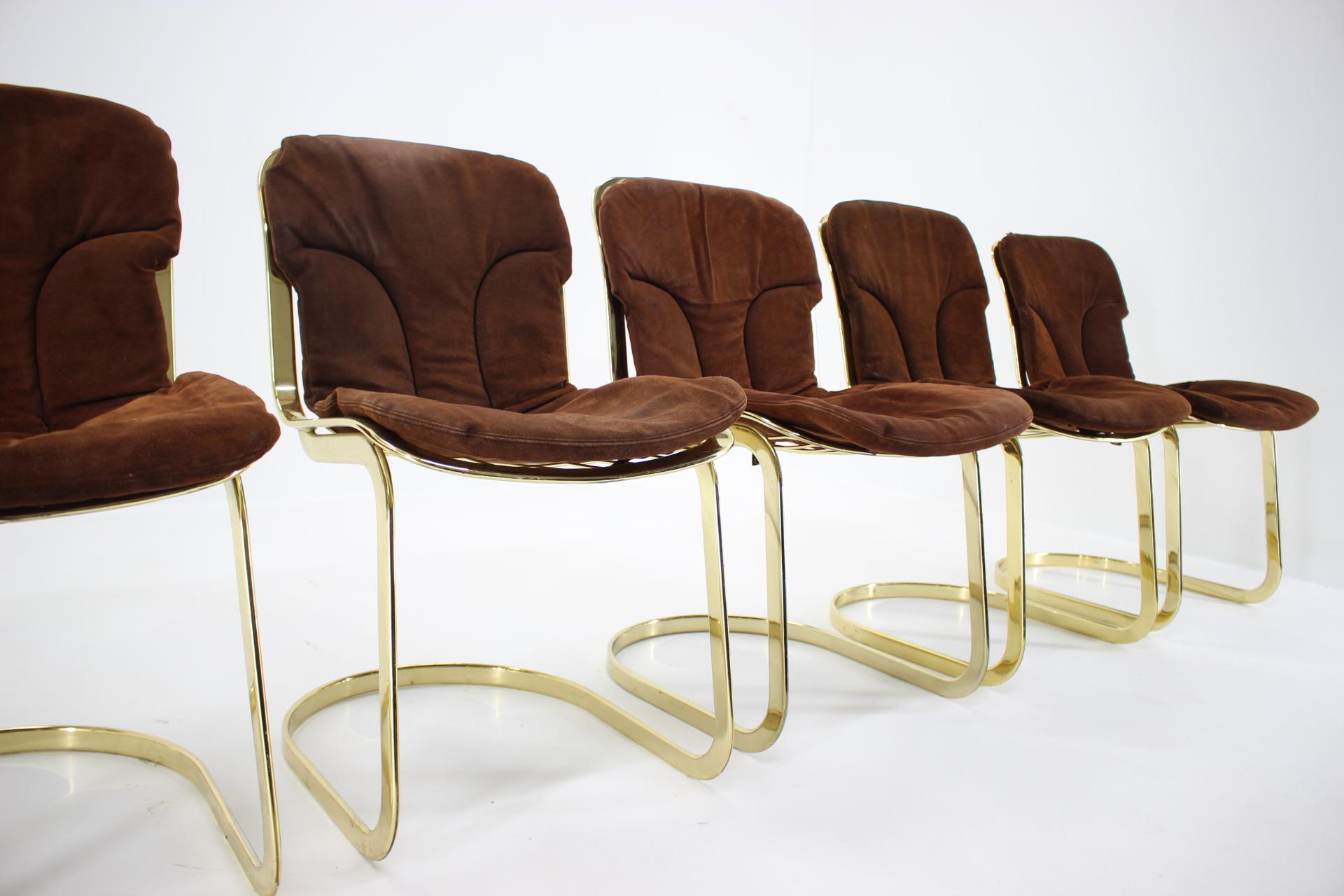 Late 20th Century Set of Six Leather Italian Dining Chairs by Willy Rizzo for Cidue, 1970s