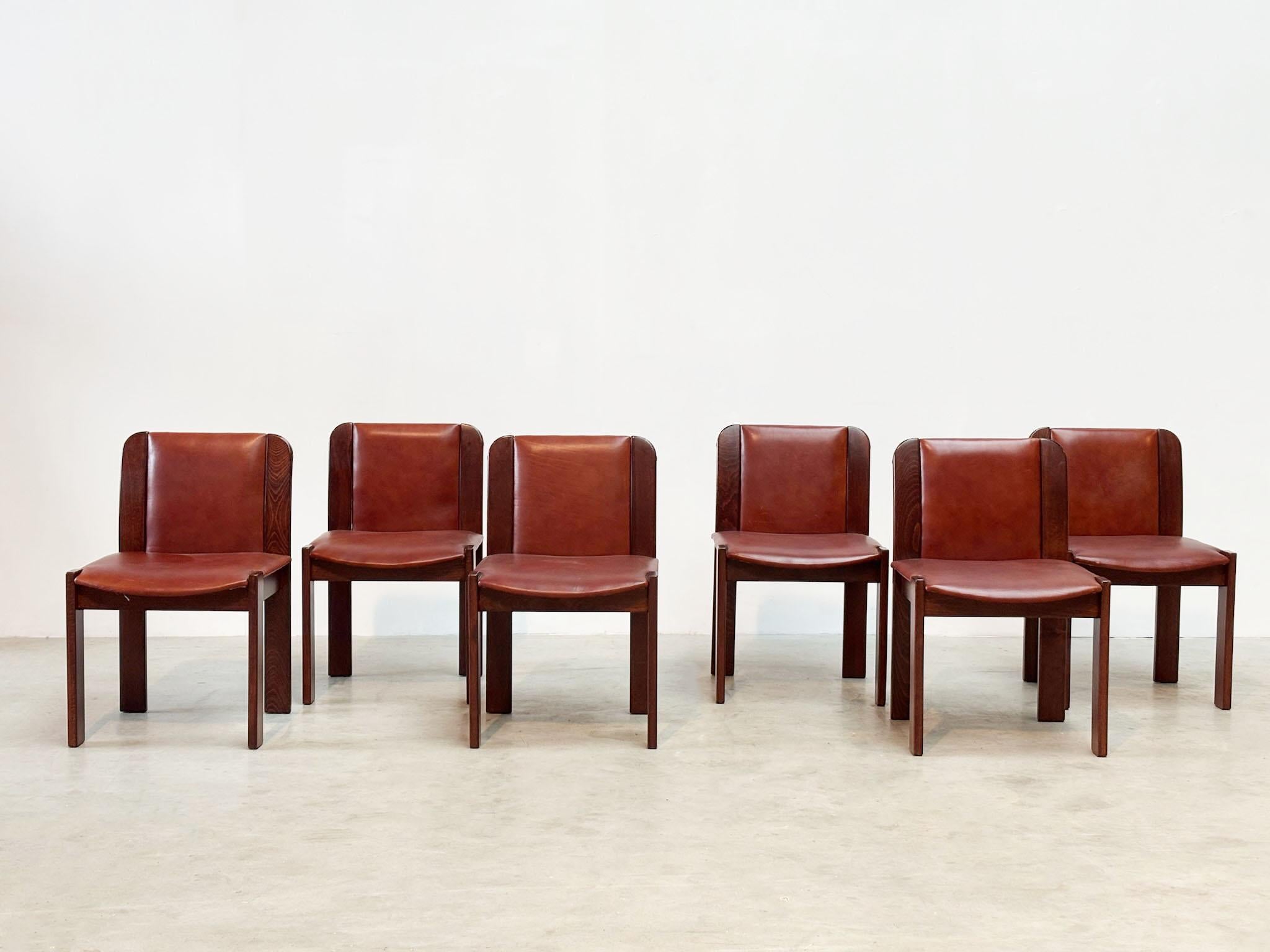 Faux Leather Set of six leather Italian dining chairs