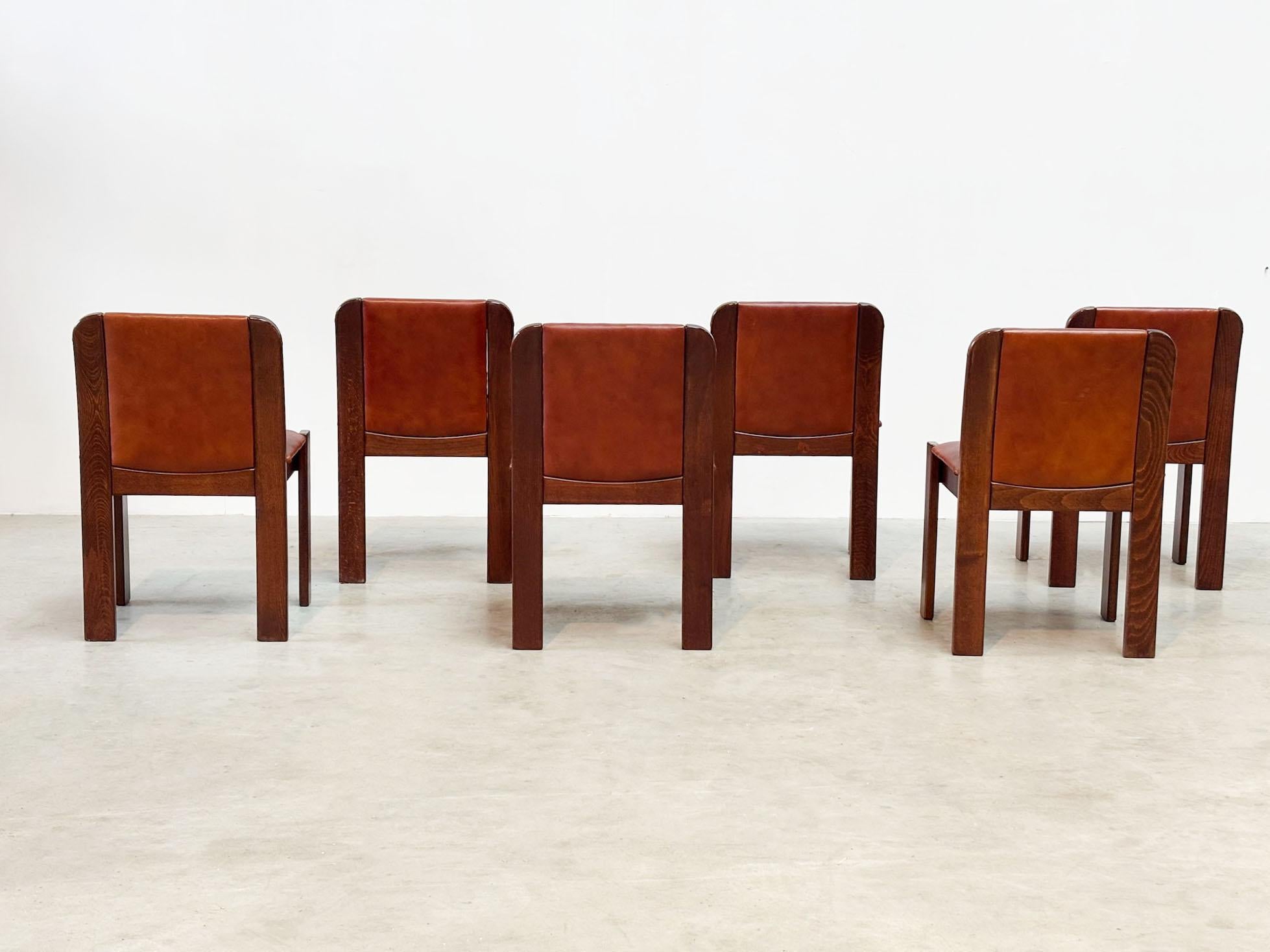 Set of six leather Italian dining chairs 2