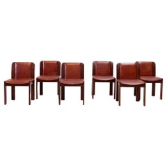 Set of six leather Italian dining chairs