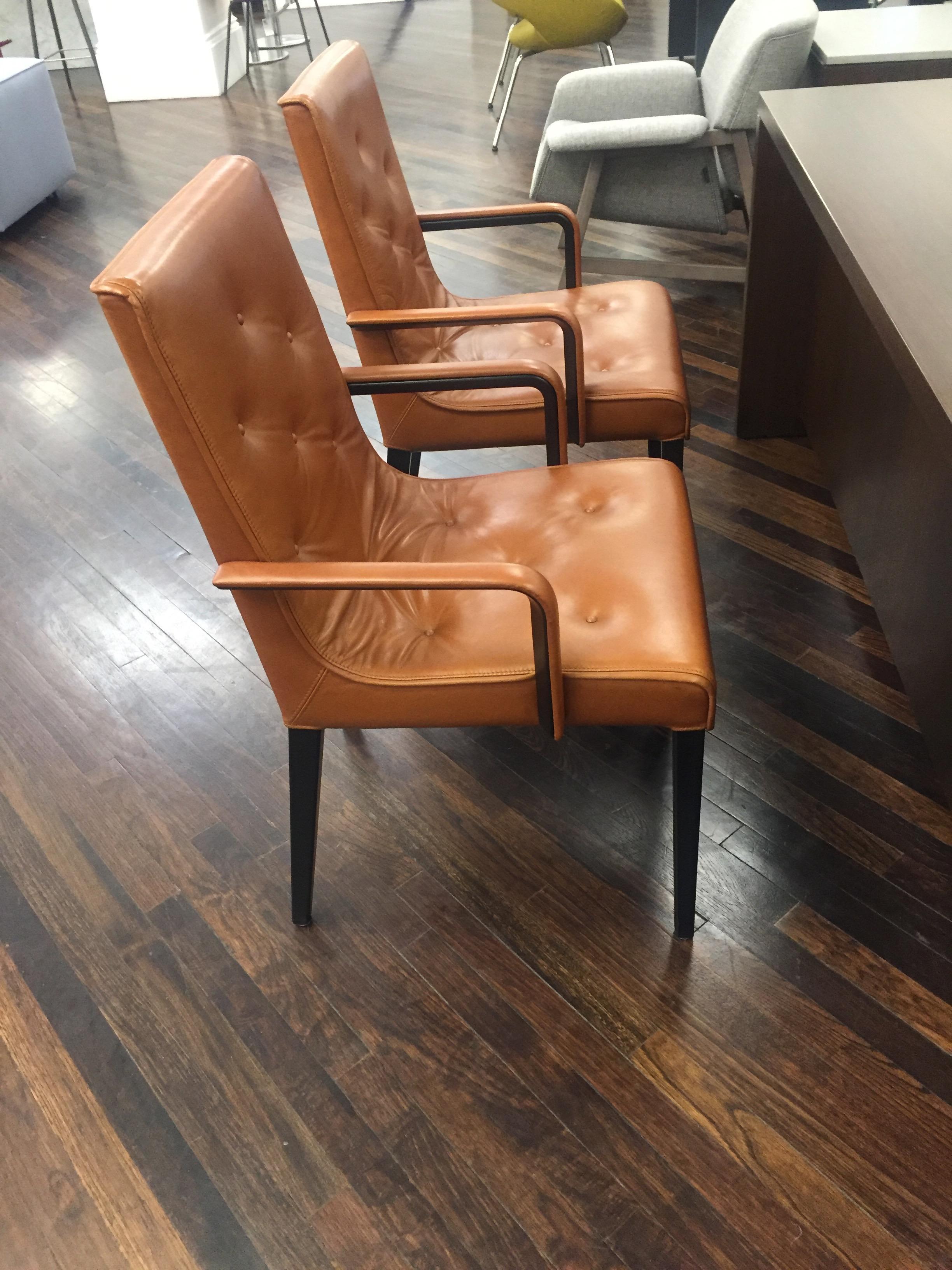 Set of Six Wittmann Leather Leslie Arm and Side Chairs 3
