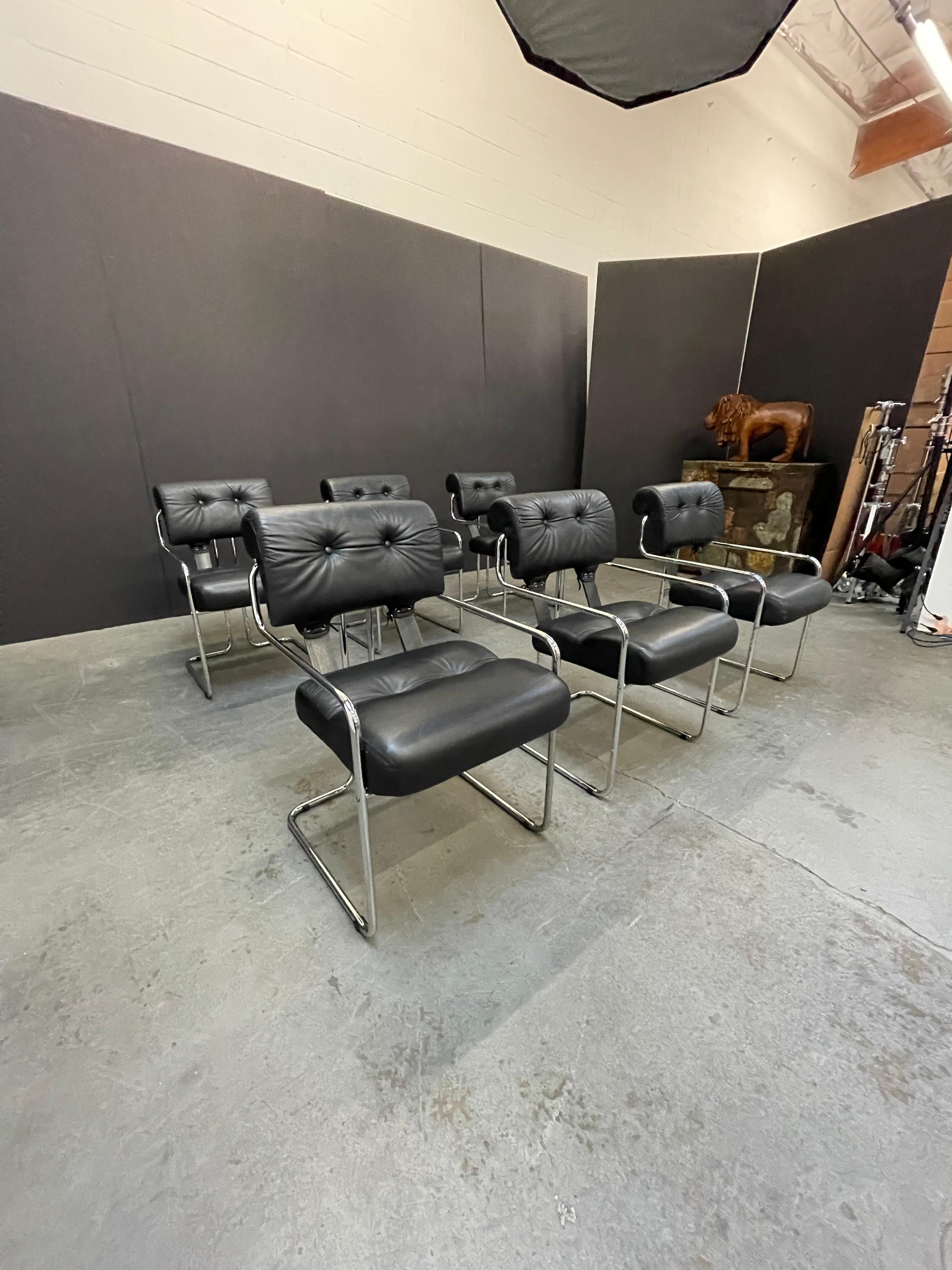 Set of Six Leather 'Tucroma Chairs' by Guido Faleschini for i4 Mariani, 1970s 7