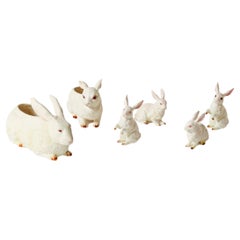 Set of Six Lefton Hand Painted Porcelain Bunnies Made in Japan in, 1960