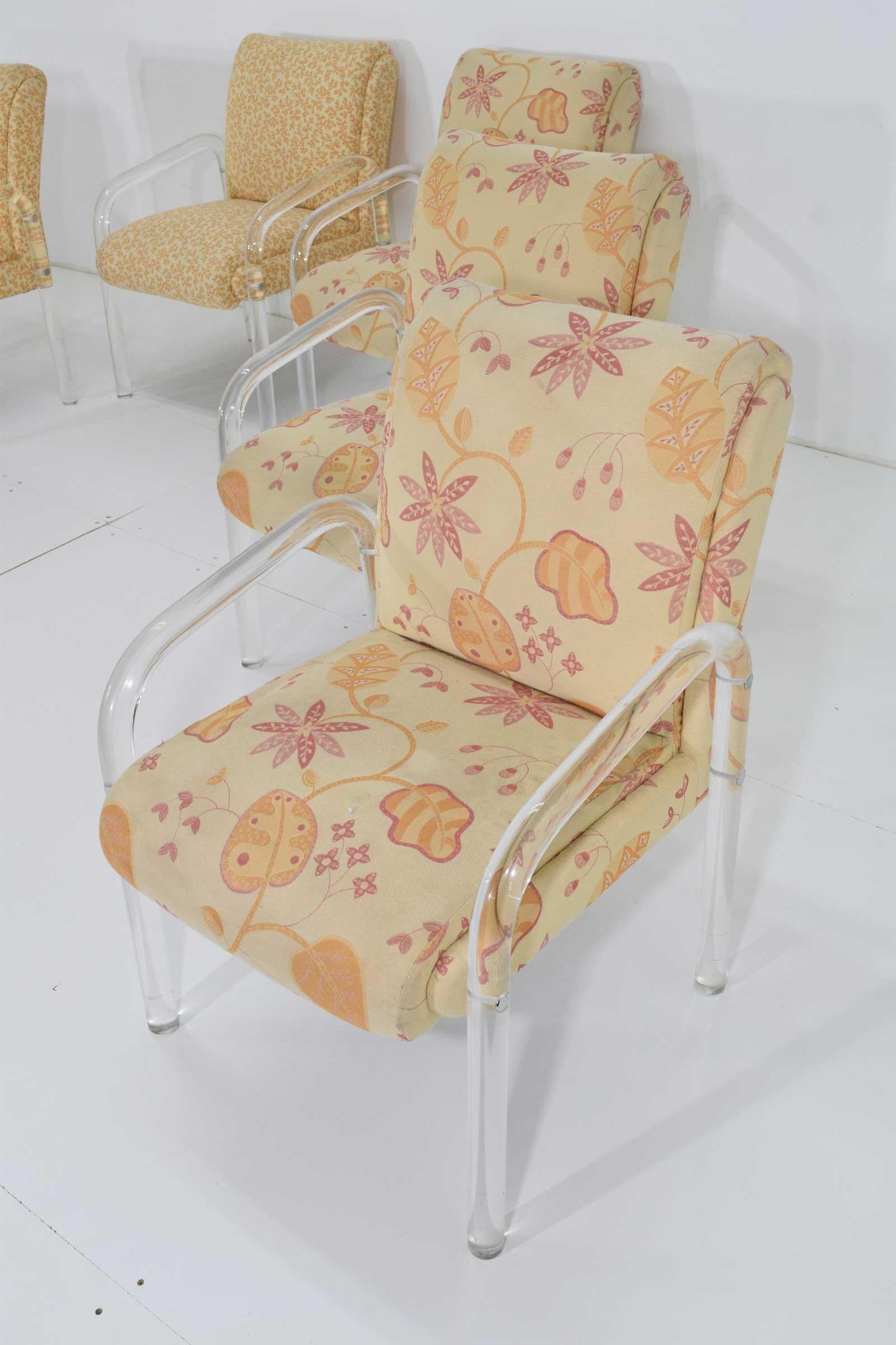 A beautiful set of dining chairs. The upholstery is fine but we can easily redo in a fabric of your choice. The chairs are very comfortable, timelessly elegant and a design Classic.