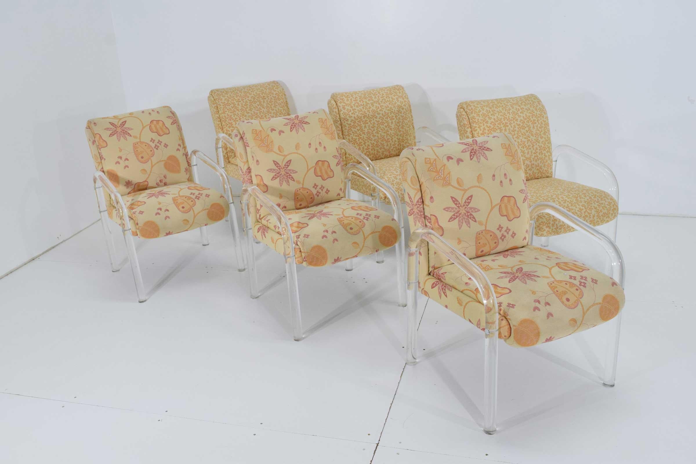 Mid-Century Modern Set of Six Leon Rosen for Pace Collection Lucite Dining Chairs