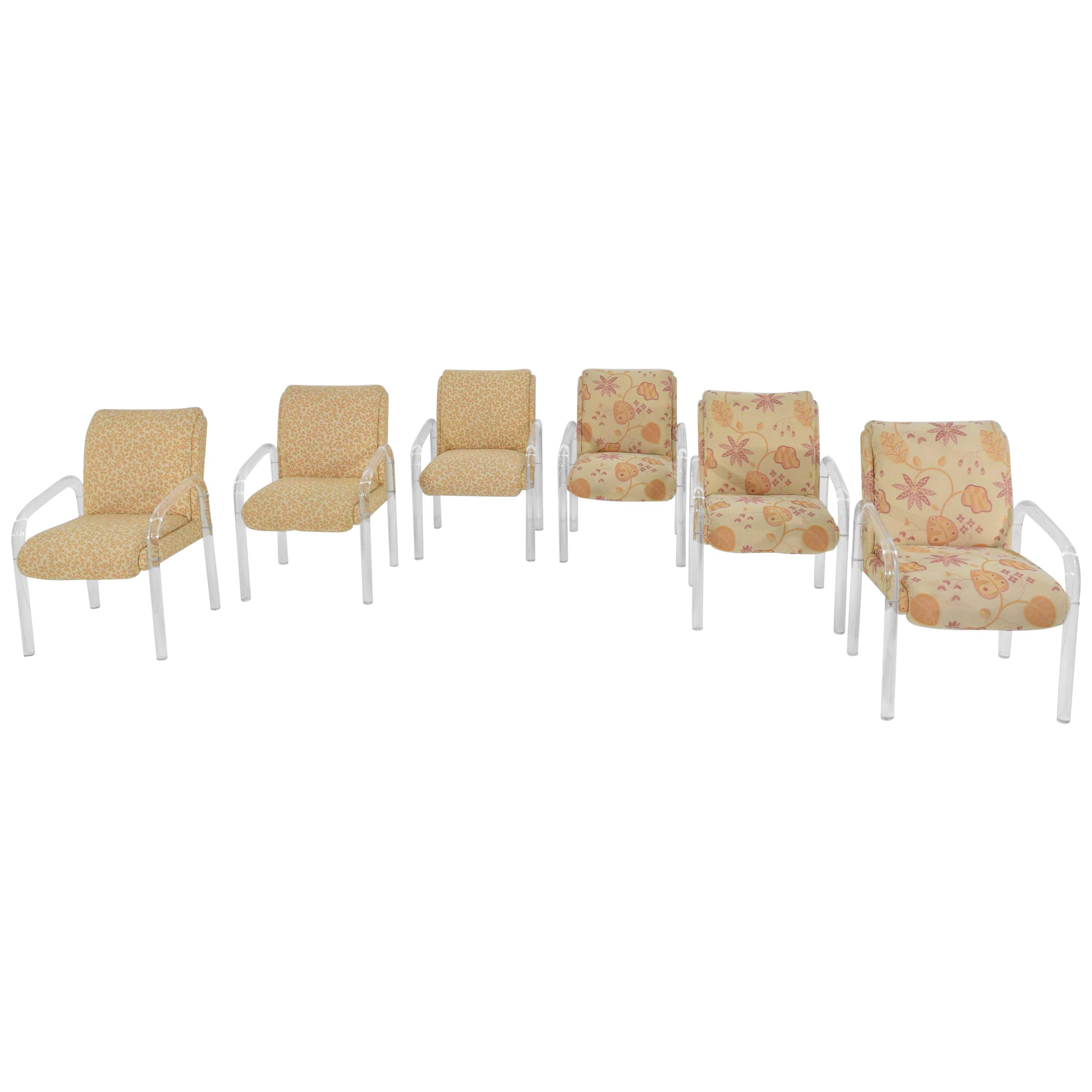 Set of Six Leon Rosen for Pace Collection Lucite Dining Chairs