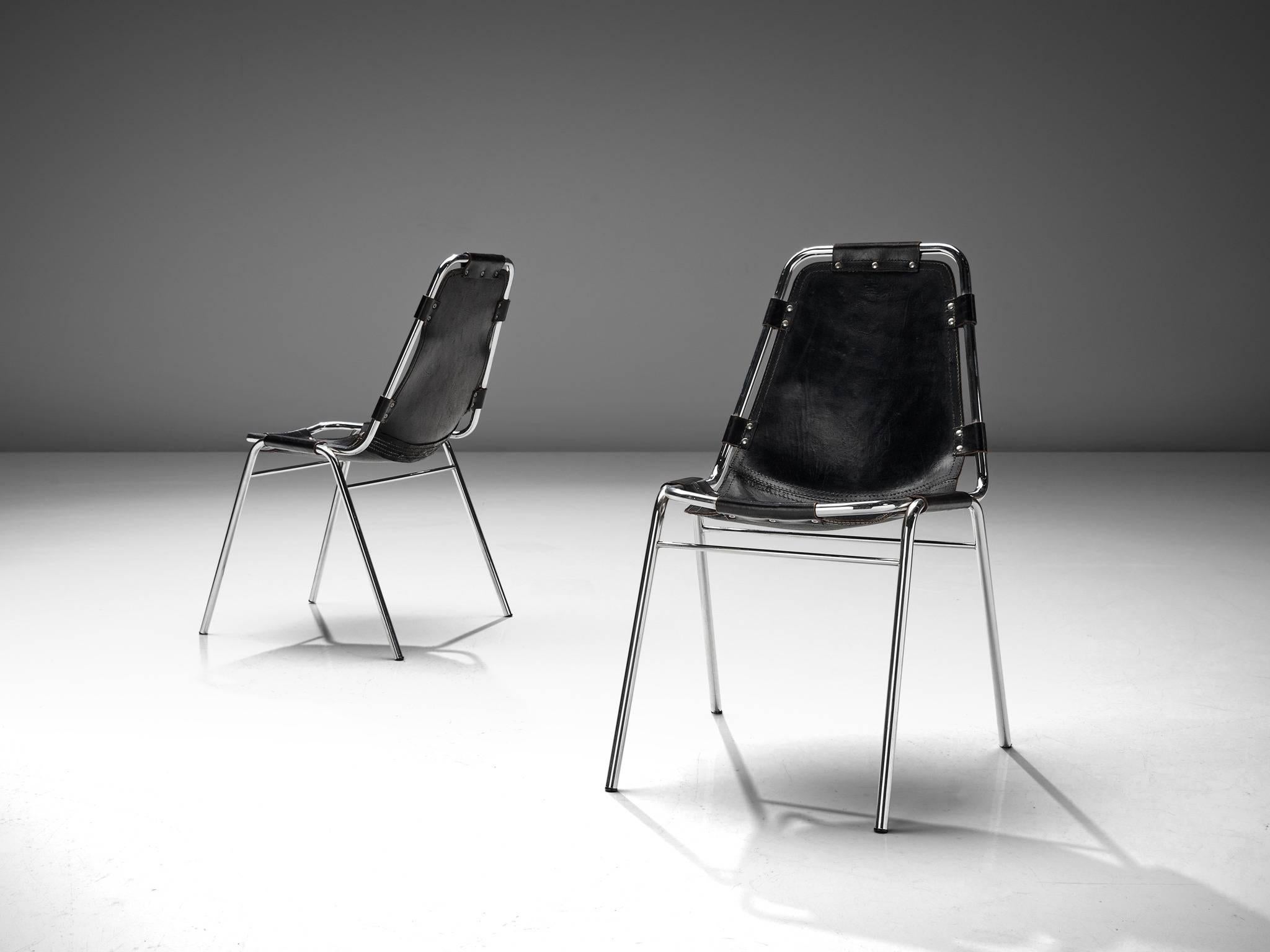 Set of Six Les Arcs Chairs Selected by Charlotte Perriand In Good Condition In Waalwijk, NL