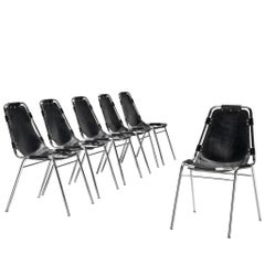 Set of Six Les Arcs Chairs Selected by Charlotte Perriand