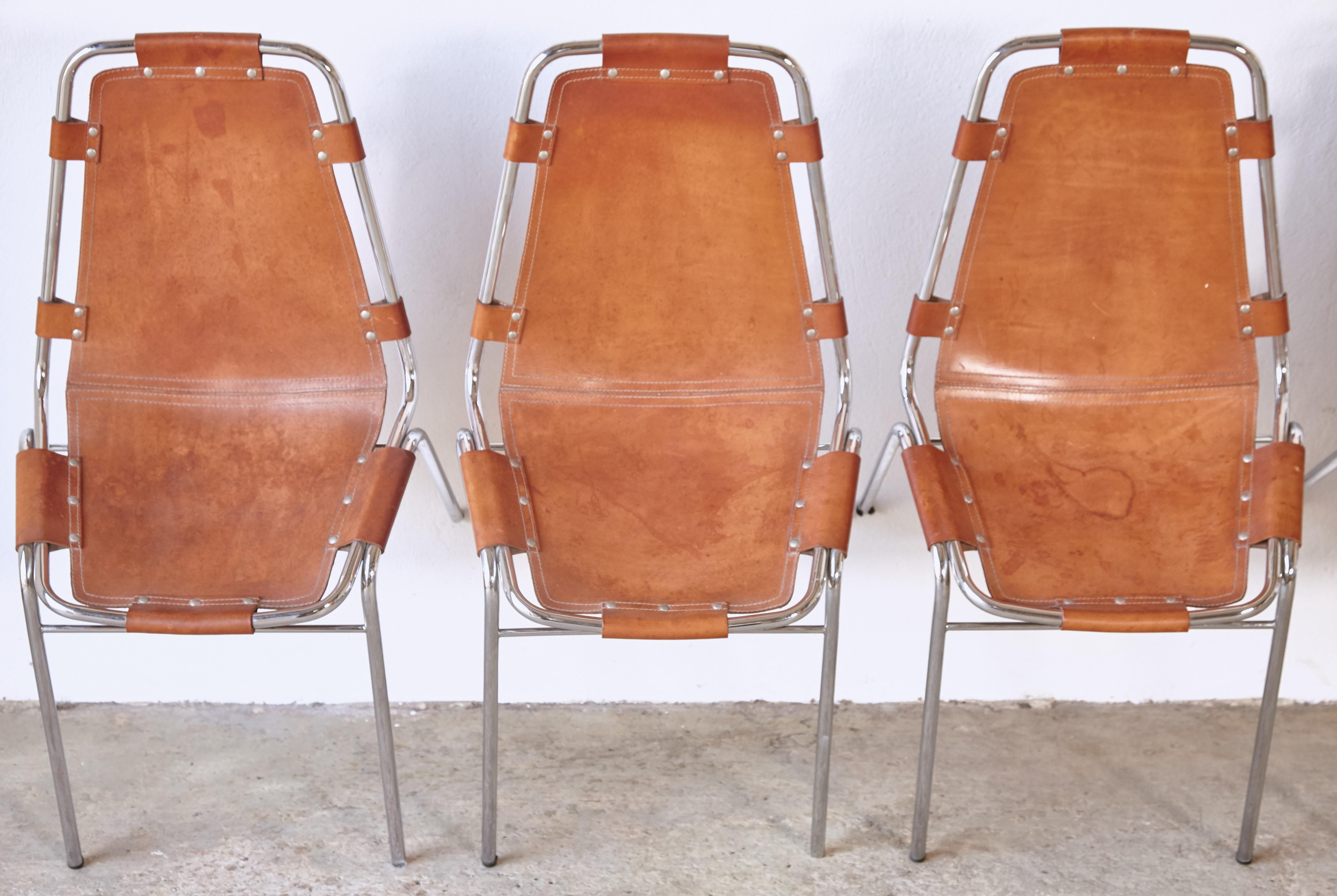 Set of Six 'Les Arcs' Chairs Selected by Charlotte Perriand, Italy/France, 1970s 1