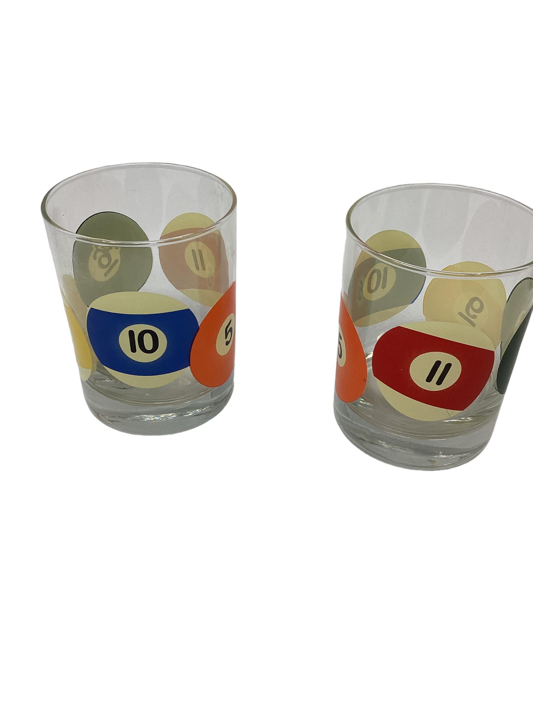 Set of Six Libbey Vintage Billiards Rocks Glasses  In Good Condition For Sale In Chapel Hill, NC