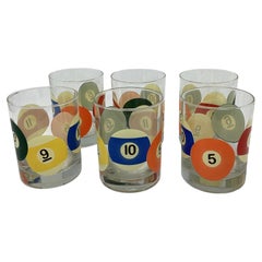 Set of Six Libbey Vintage Billiards Rocks Glasses 