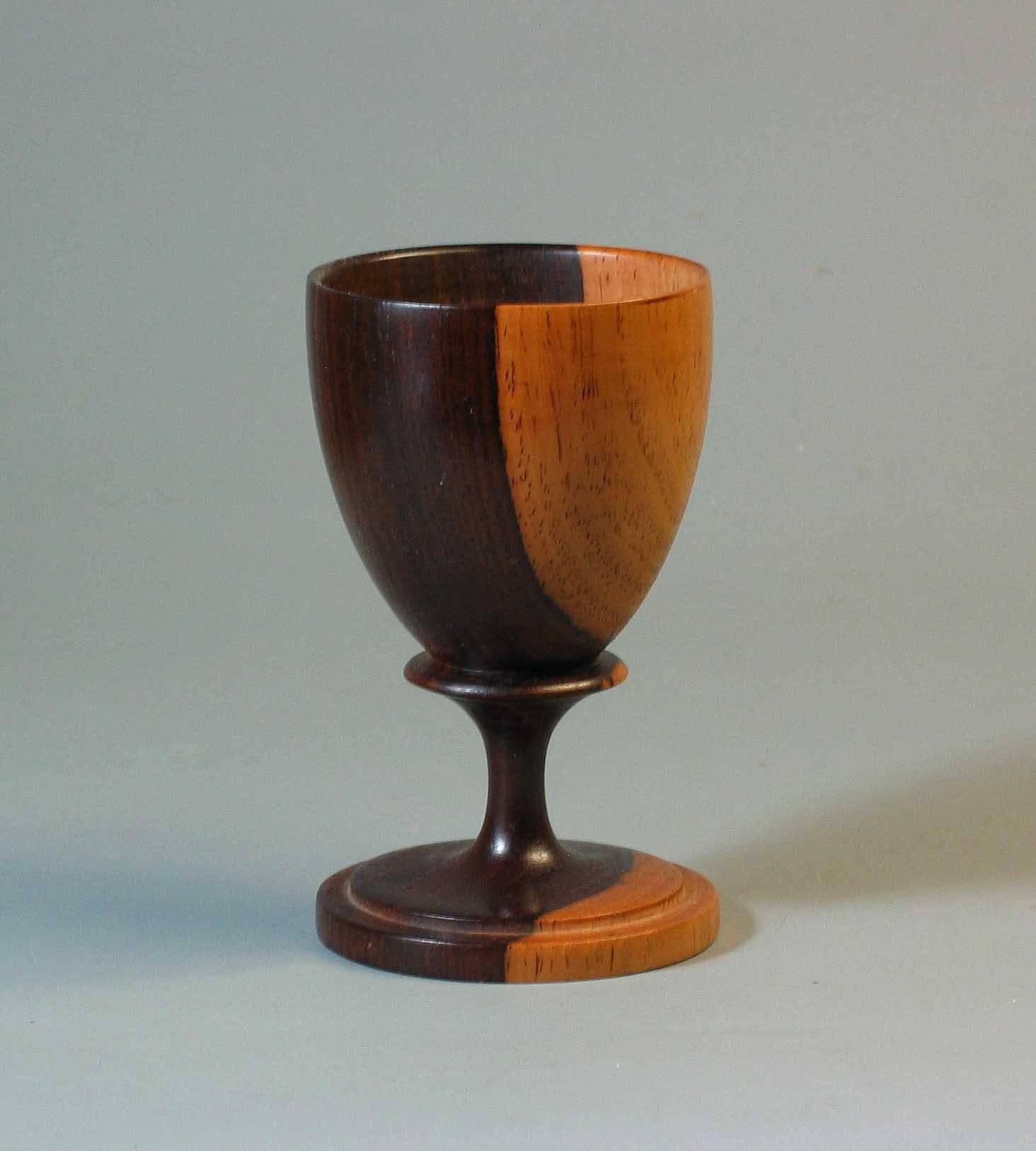 Netherlands Antilles Set of Six Lignum Vitae Goblets and Six Coasters with Storage Box, circa 1960 For Sale