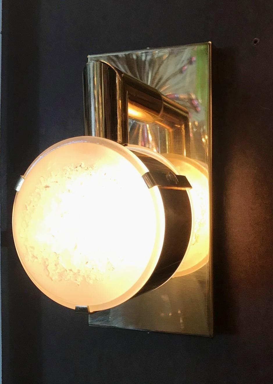 Set of Six Limited Edition Sconces W/ Double Frosted Murano Glass, circa 1990's For Sale 5