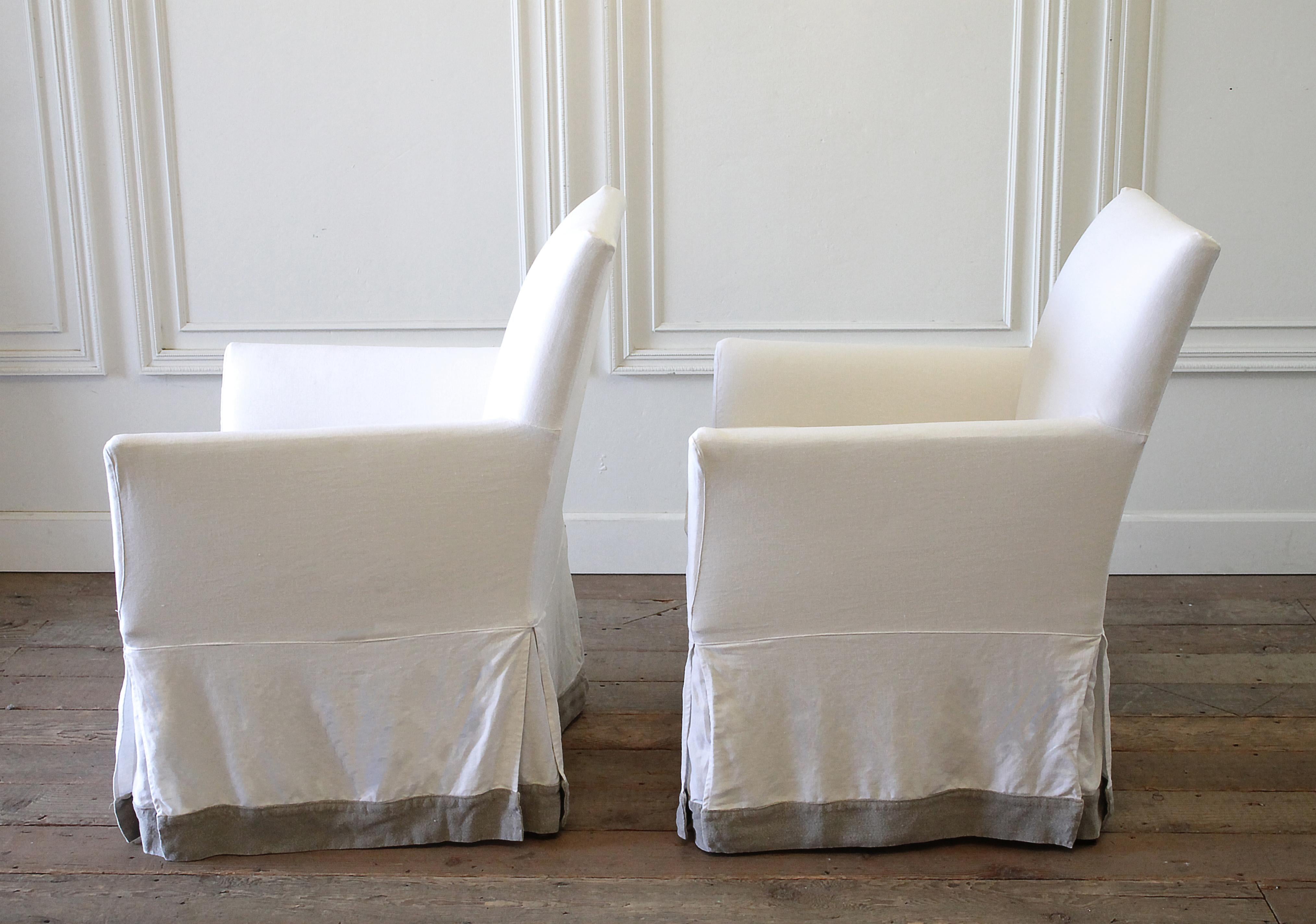 Set of Six Linen Slip Covered Armchairs 3