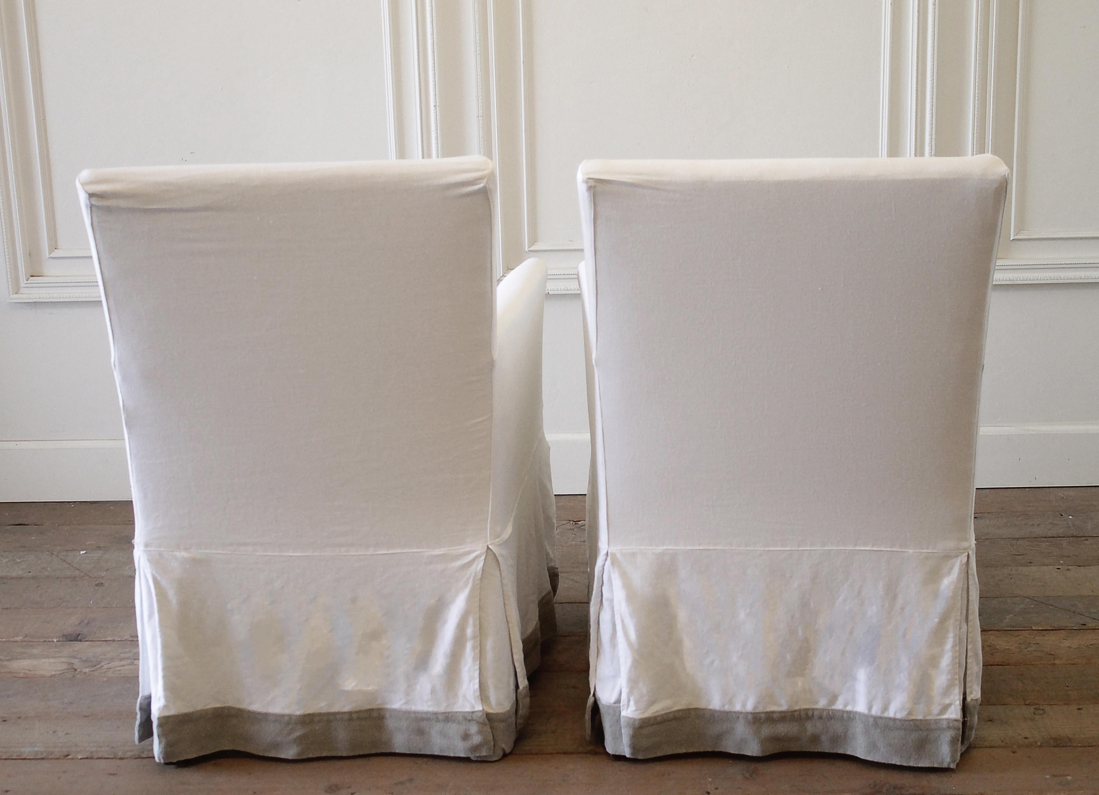 Set of Six Linen Slip Covered Armchairs 4