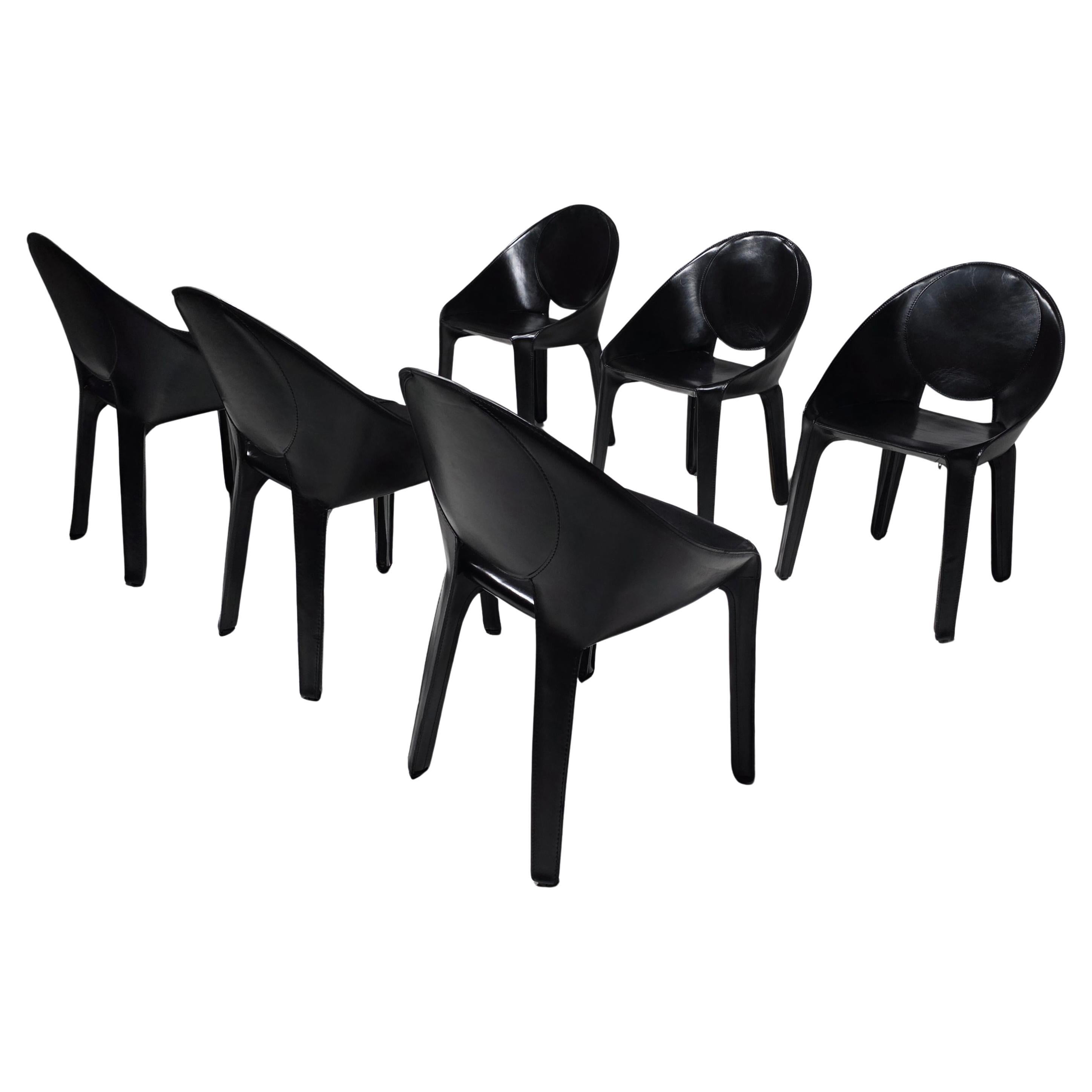 Set of Six “Lira” dining chairs by Mario Bellini for Cassina, Italy, 1980s