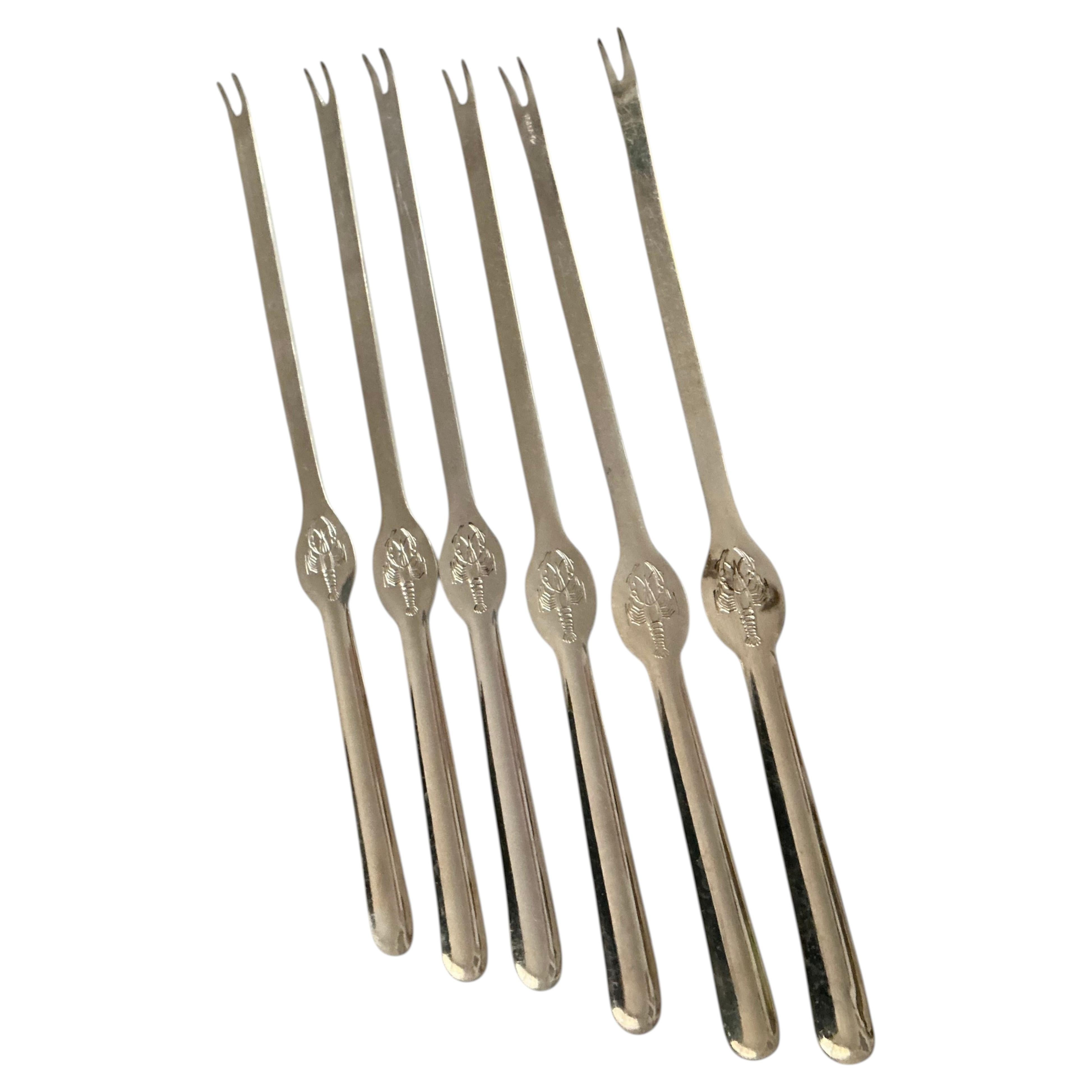Set of Six Lobster Forks Silver Plate Flatware Set by WMF, Germany 1930s For Sale