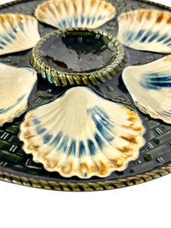 Set di sei piatti da ostriche Longchamp Majolica, Francia, CIRCA 1890