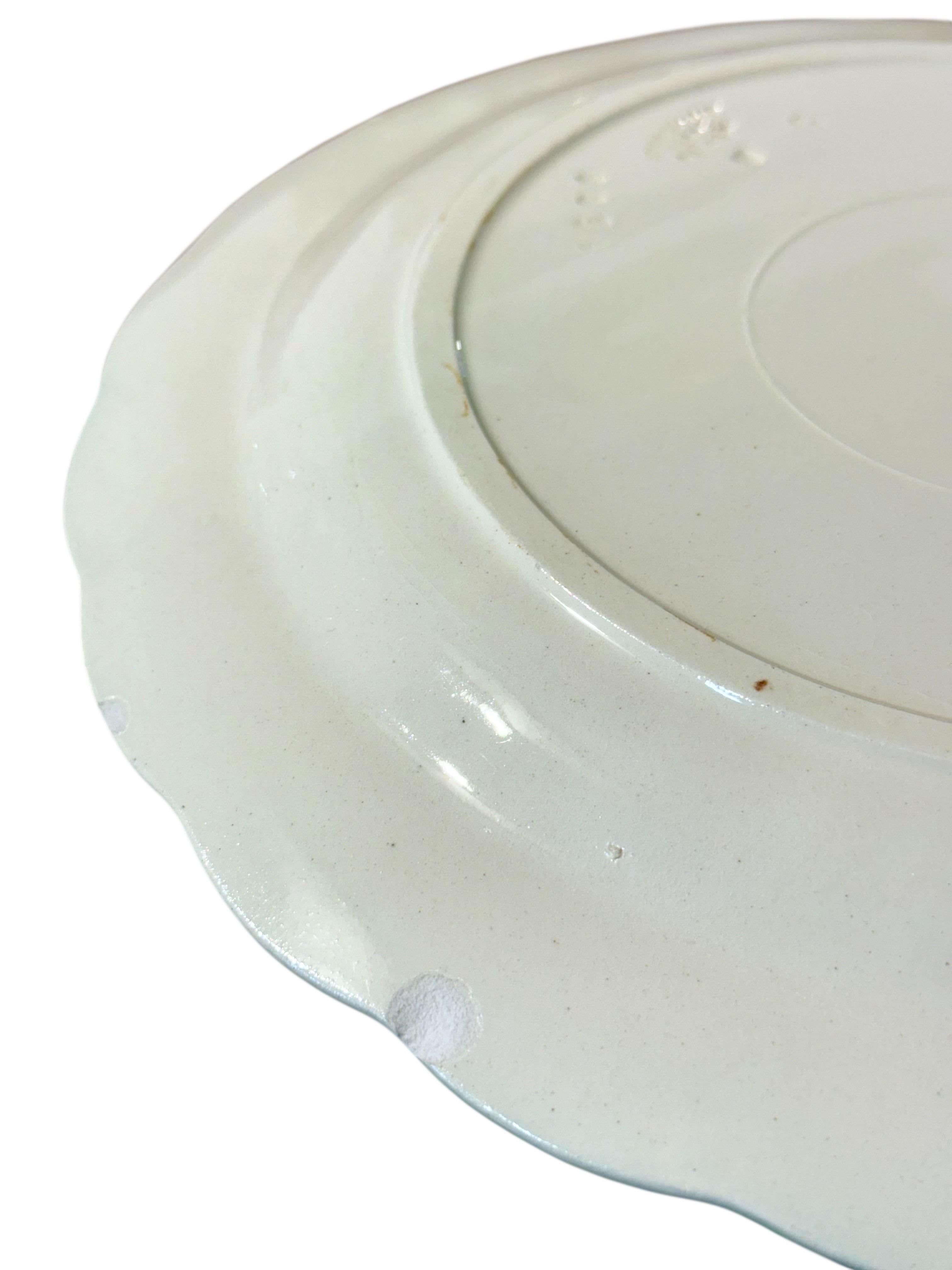 Sechser-Set Longchamp Terre de Fer Majolika-Spargelteller (19. Jahrhundert) im Angebot