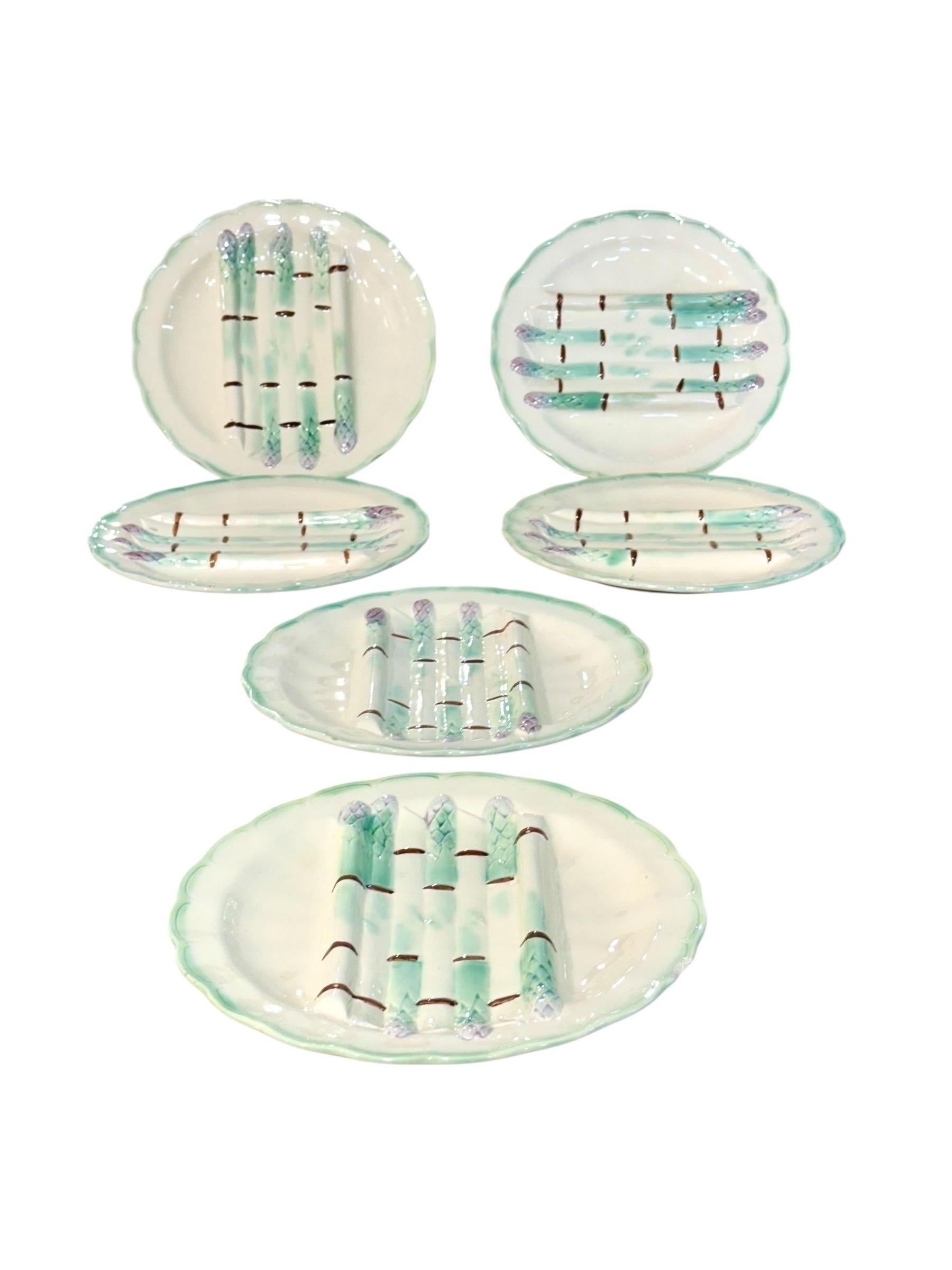 Sechser-Set Longchamp Terre de Fer Majolika-Spargelteller (Keramik) im Angebot