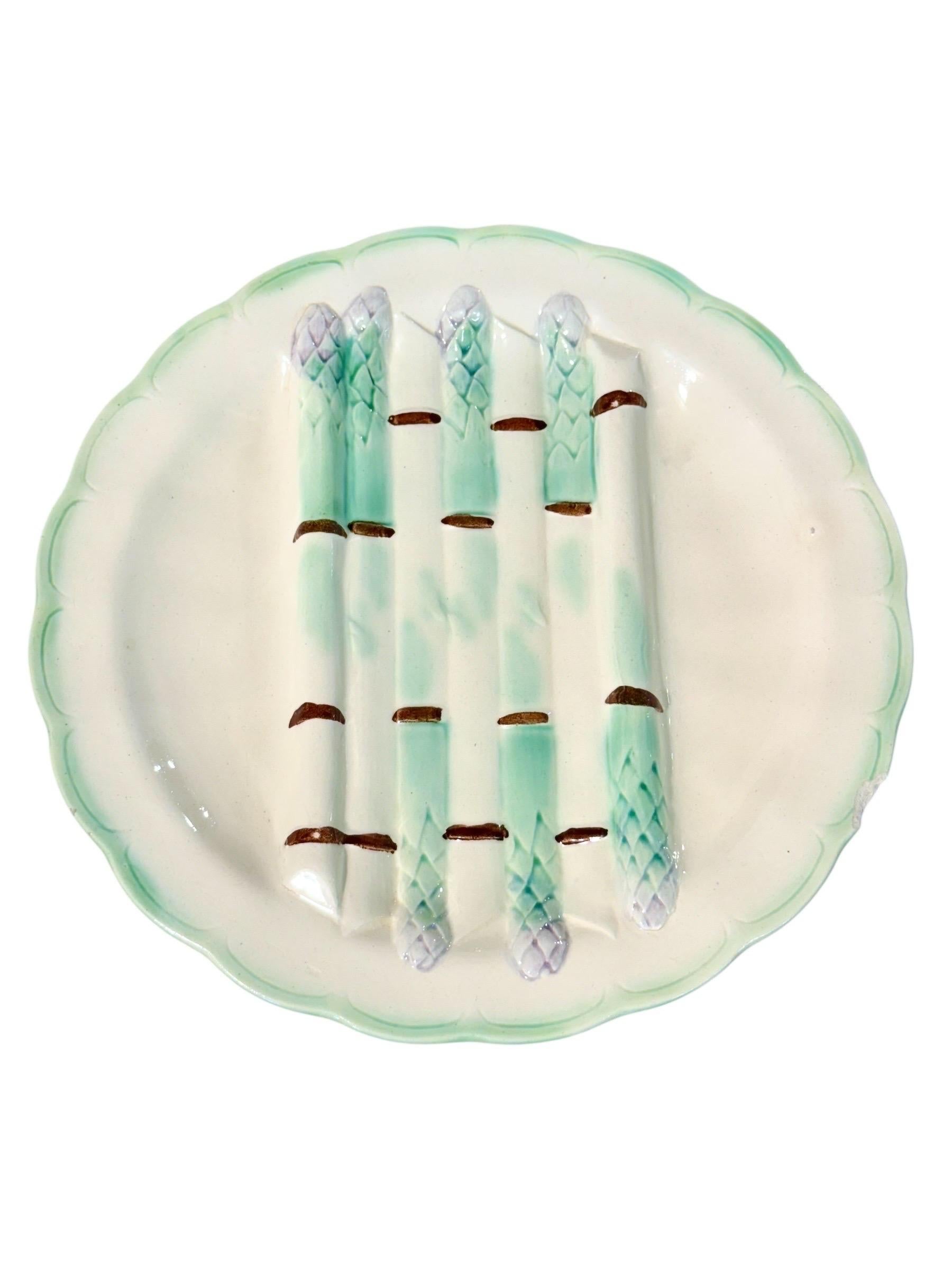 Sechser-Set Longchamp Terre de Fer Majolika-Spargelteller im Angebot 1