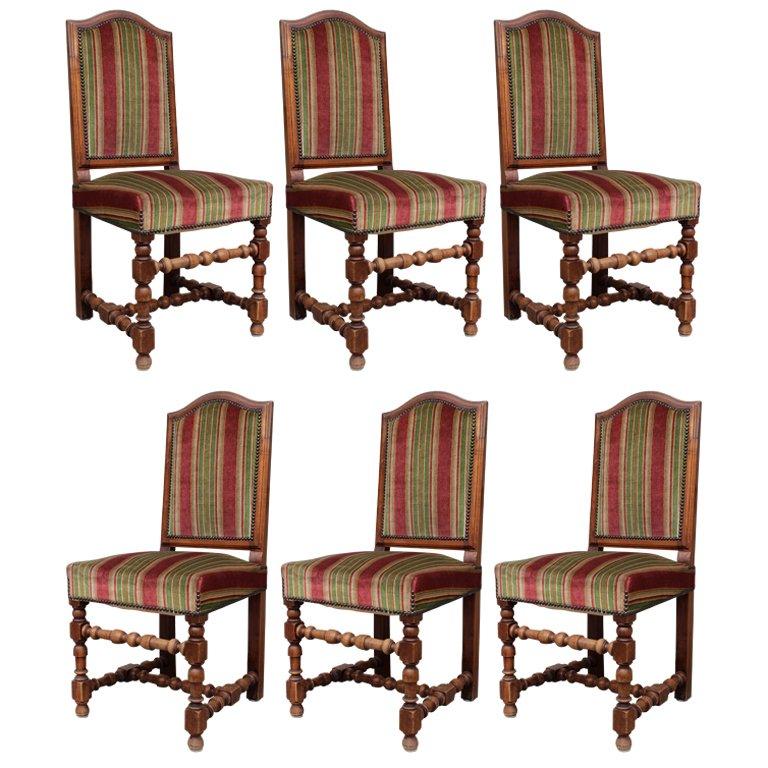 Set of Six Louis XIII Style Dining Chairs For Sale