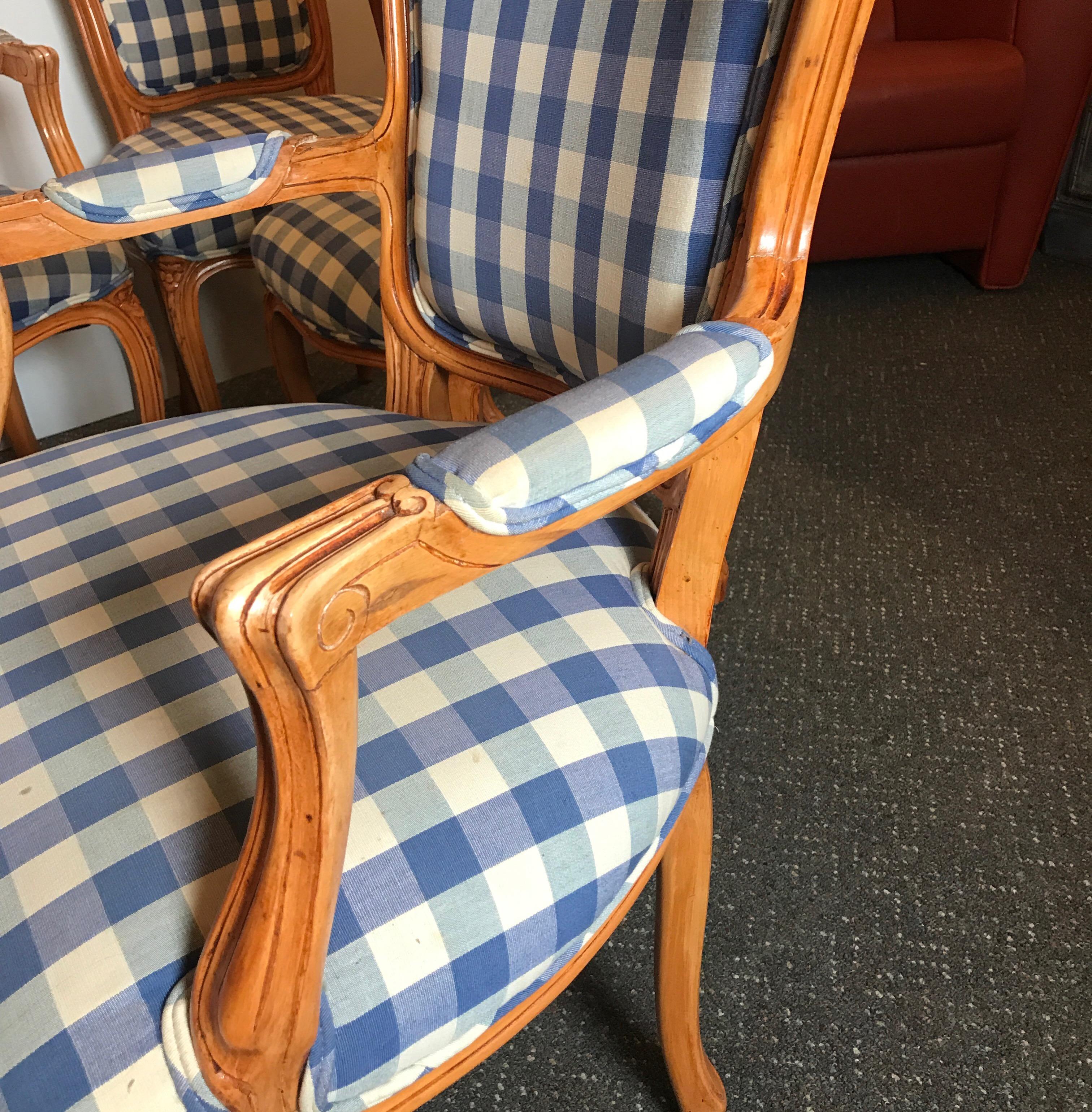 Hardwood Set of Six Louis XV Dining Chairs