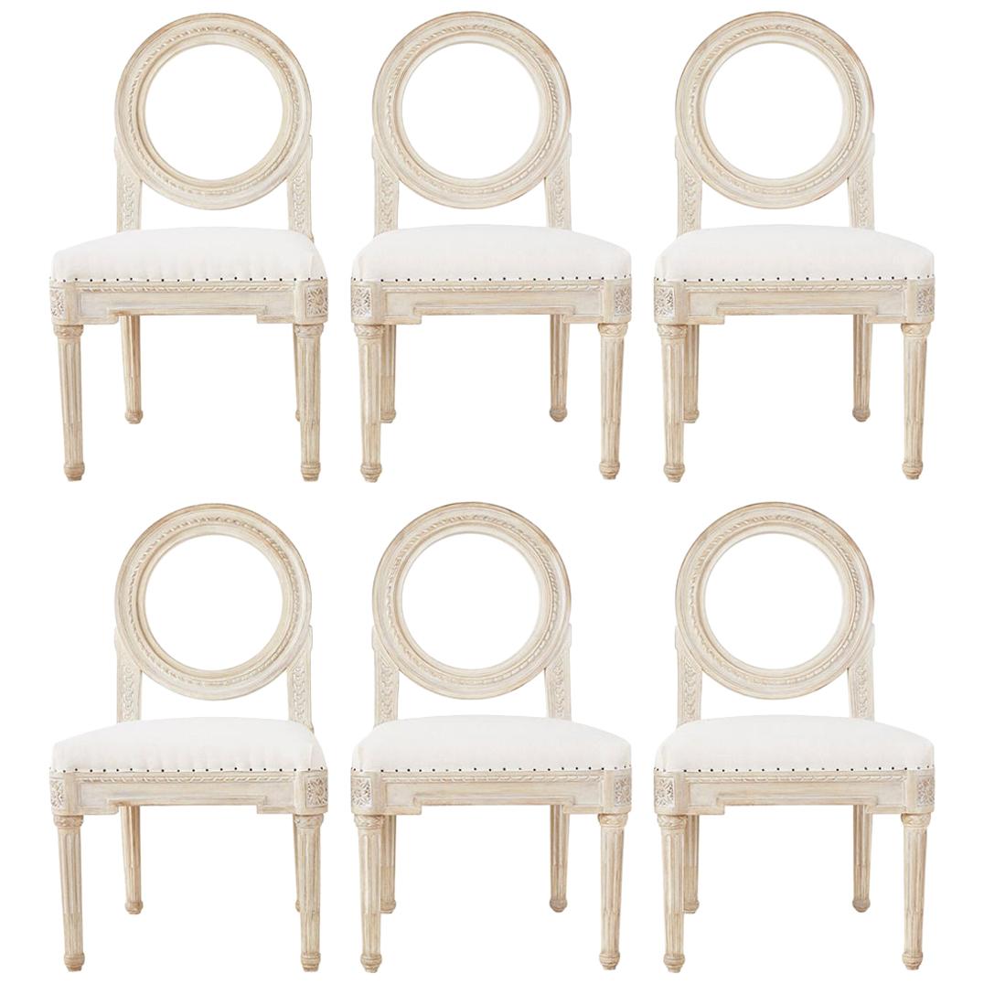 Set of Six Louis XVI Gustavian Style Dining Chairs