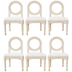 Set of Six Louis XVI Gustavian Style Dining Chairs