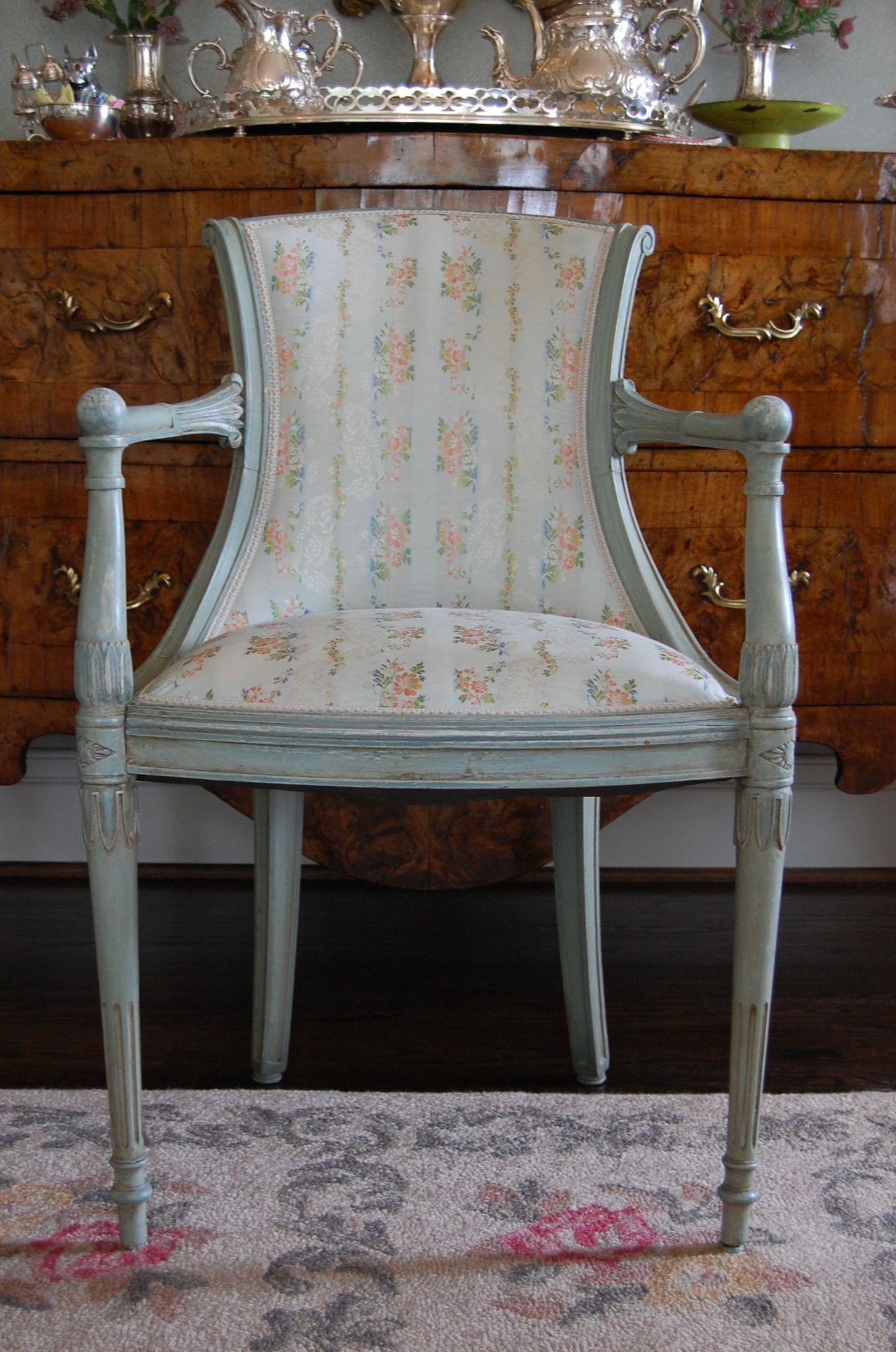 French Set of Six Louis XVI Style Fauteuils in Green Paint, 19th Century For Sale